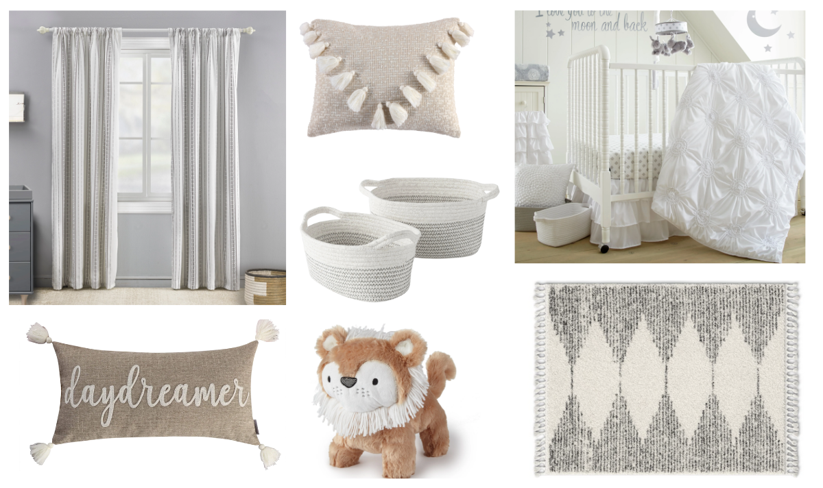 Earth Tone Nursery Theme Ideas & Inspiration featuring curtains, pillows, storage baskets, and cozy decor.