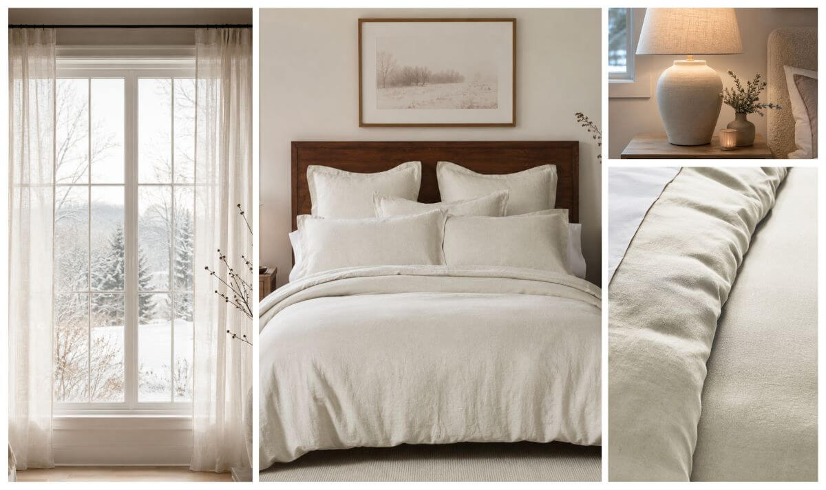 How to layer a bed for winter with cozy ivory bedding and warm textures