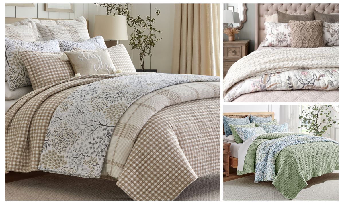 How to layer a king size bed collage with quilts and patterned bedding