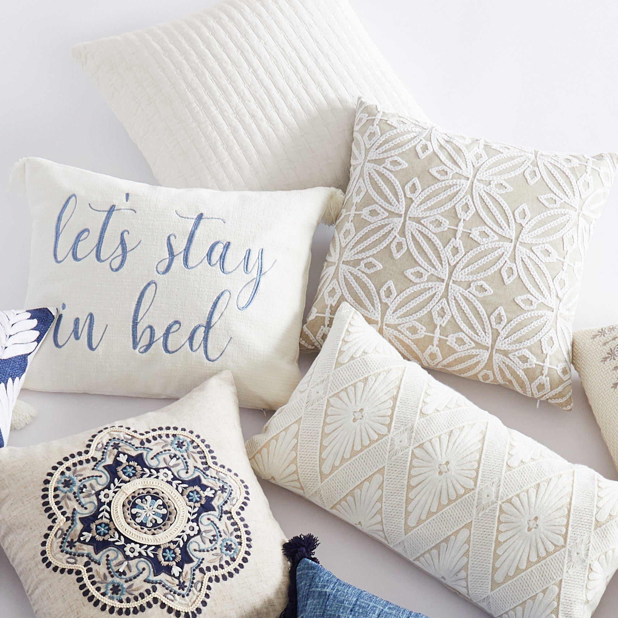 Levtex Home Cross Stitch Square Pillow Decorative Pillows