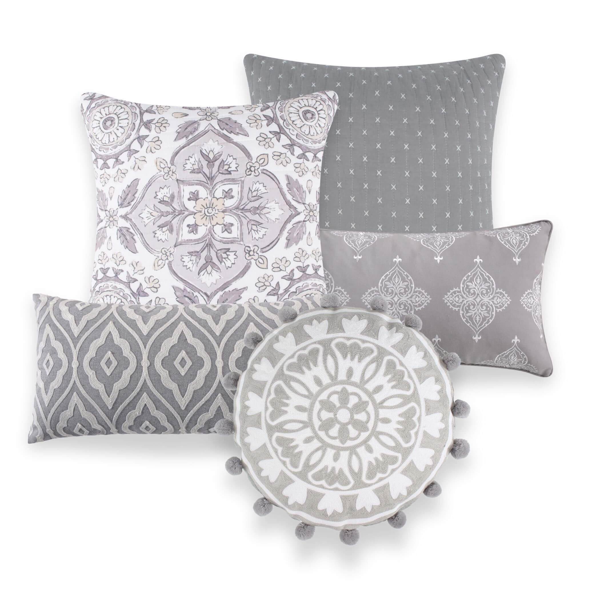 Levtex Home Elegant Grey Pillow Bundle Decorative Pillows