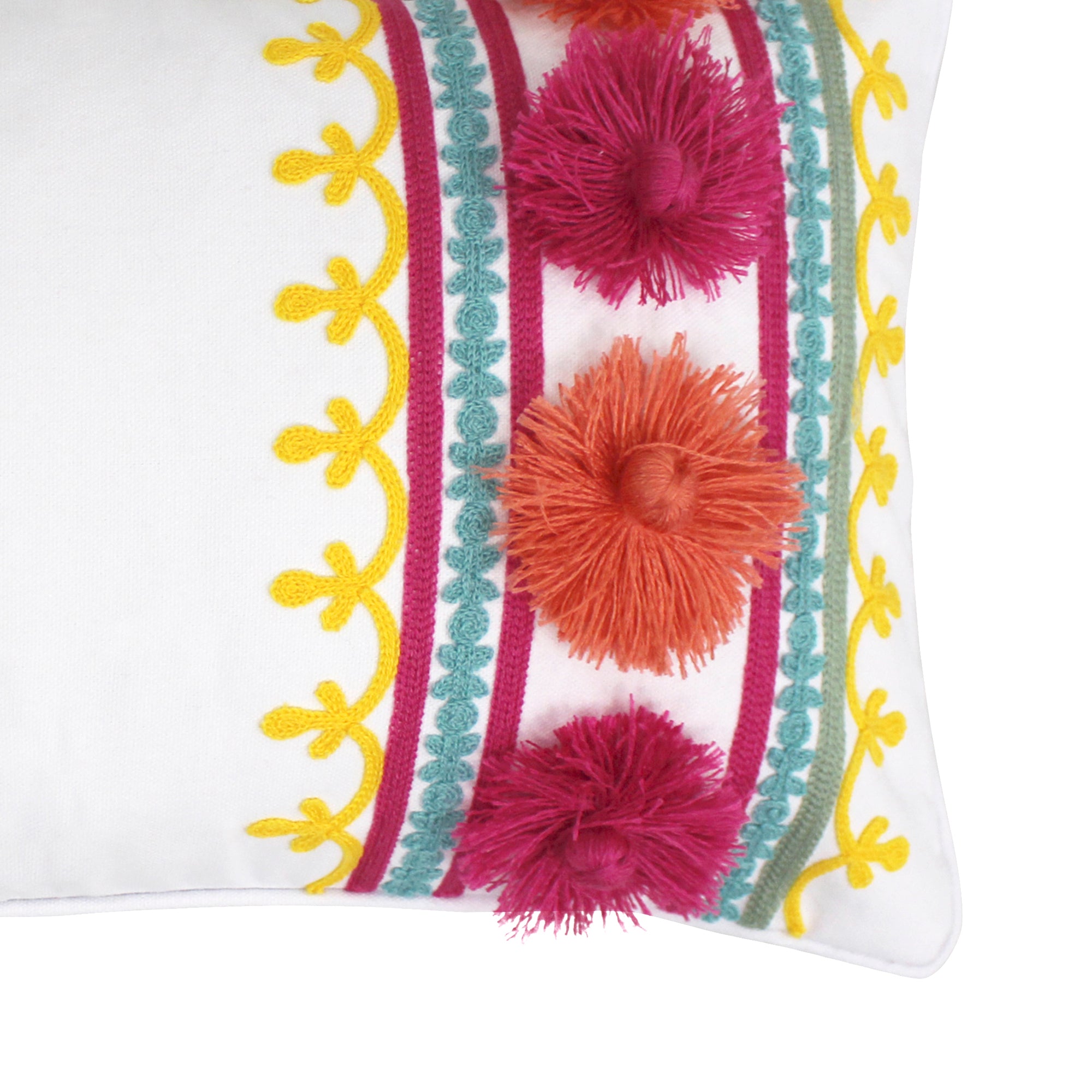 Grandiflora Embroidered Tassel Pillow