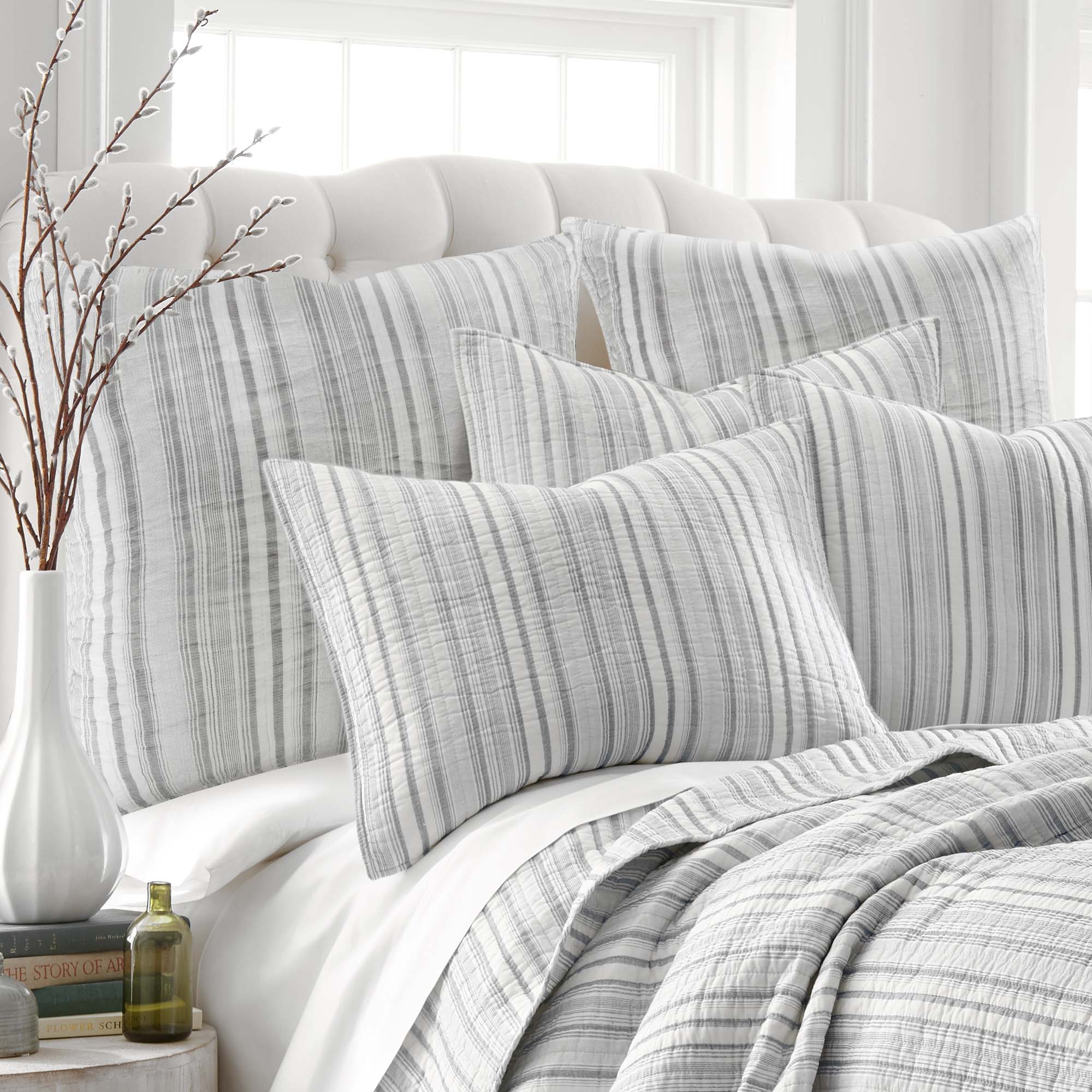 Levtex Home Bondi Stripe Grey Euro Sham Set of 2 Euro Shams