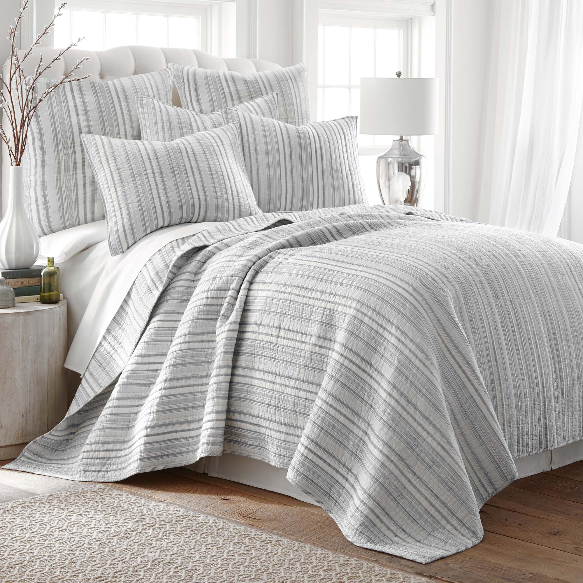 Levtex Home Bondi Stripe Grey Euro Sham Set of 2 Euro Shams