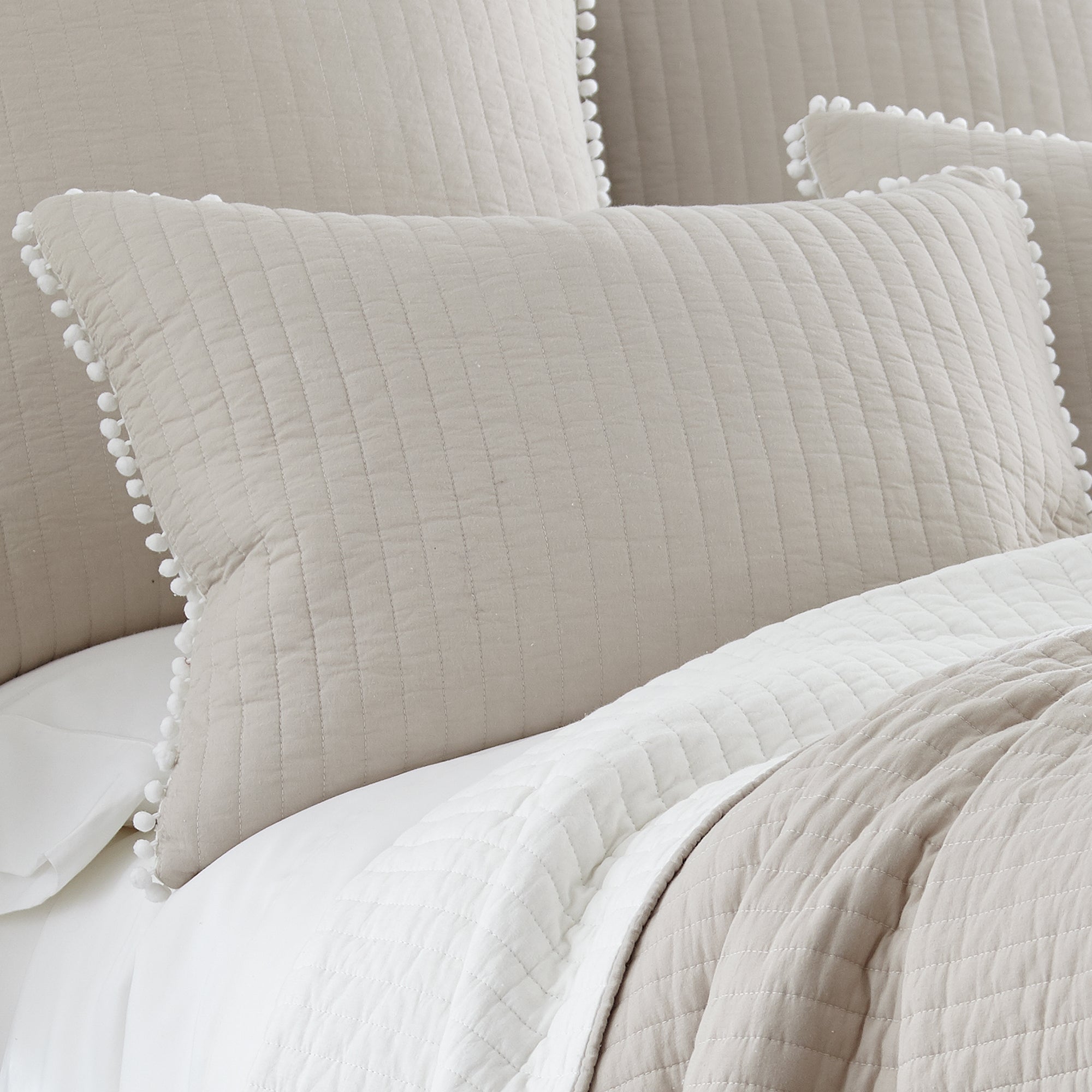 Levtex Home Pom Pom Taupe Standard Sham Shams