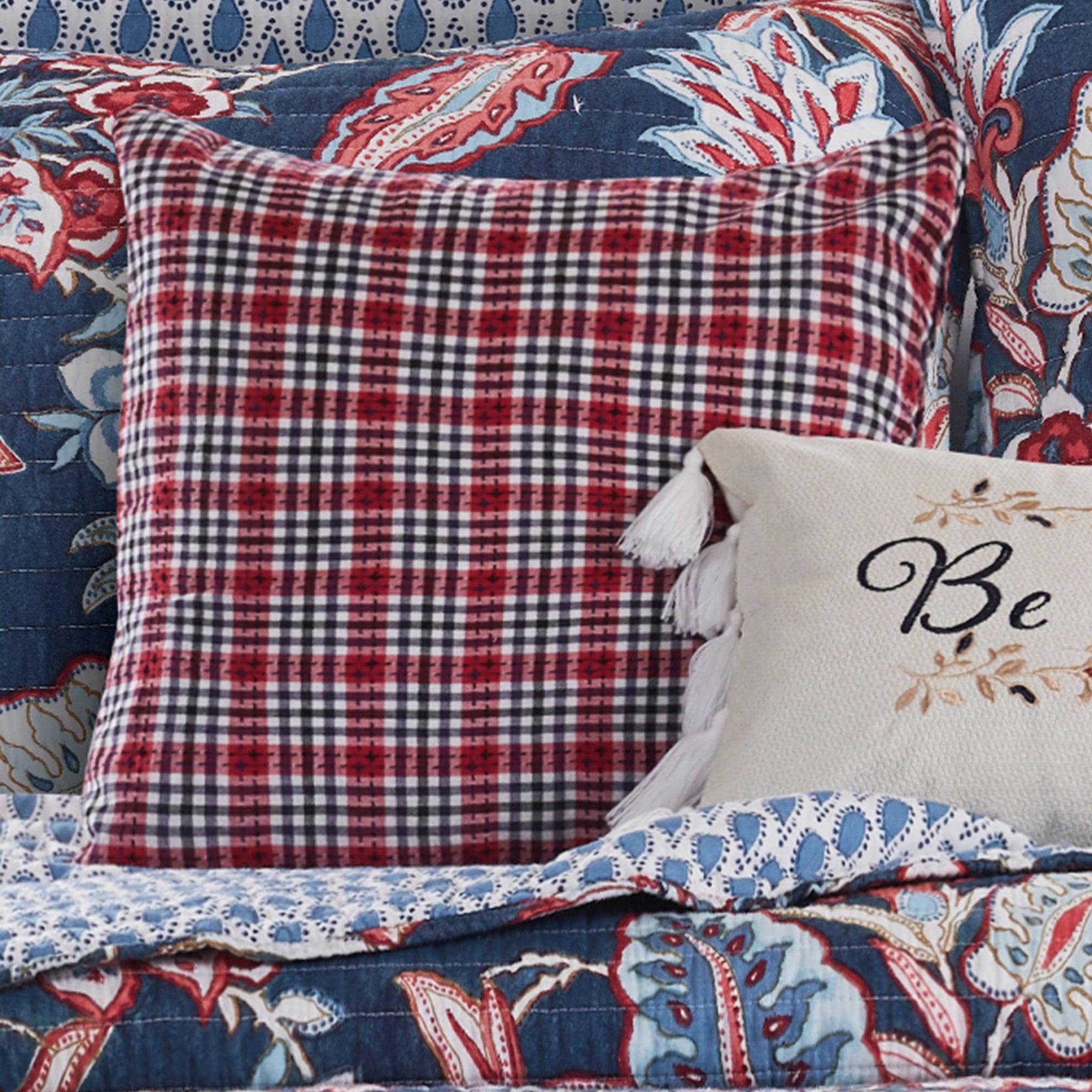 Levtex Home Americana Red Navy Stitched Pillow Decorative Pillows