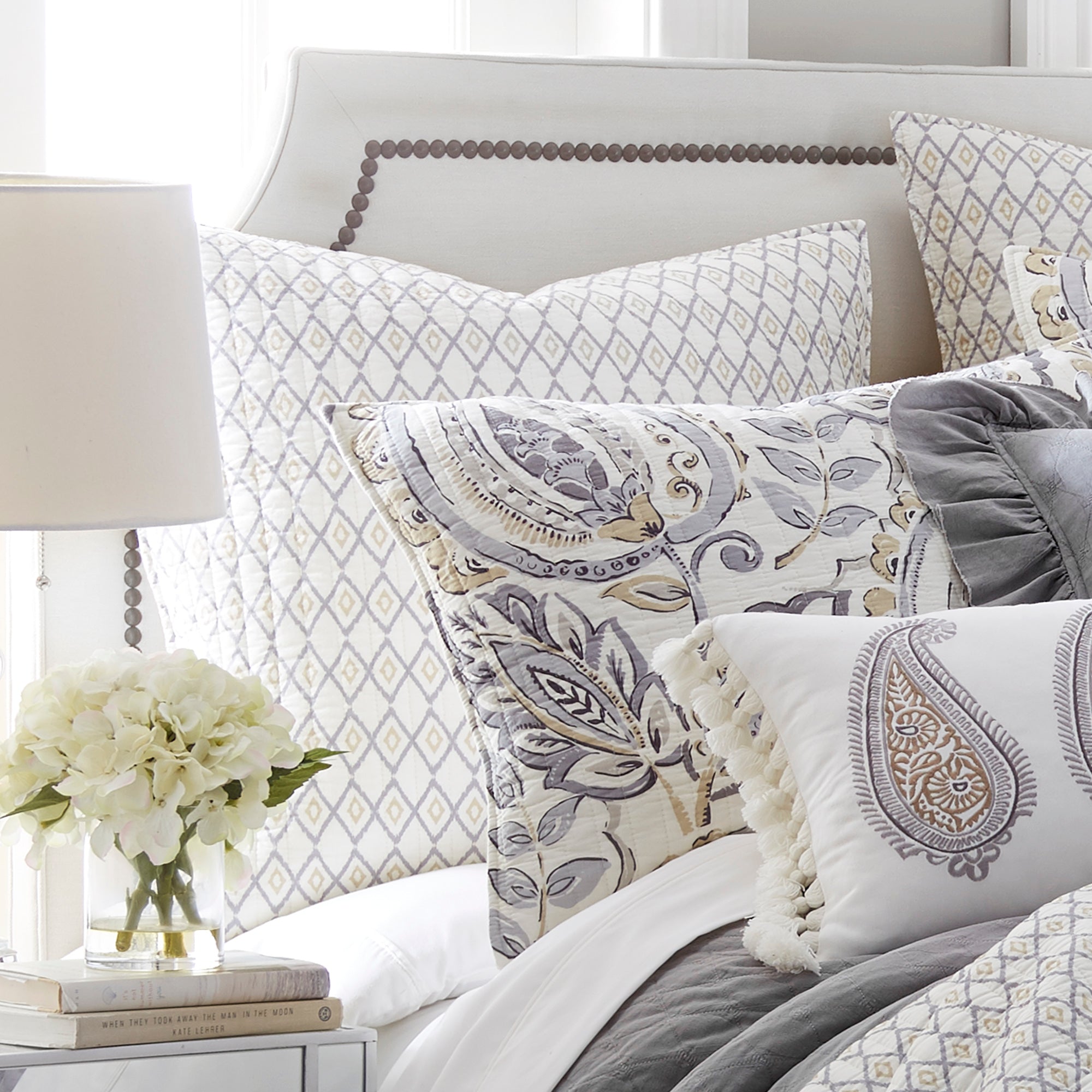 Levtex Home Tamsin Grey Euro Shams Set of 2 Euro Shams