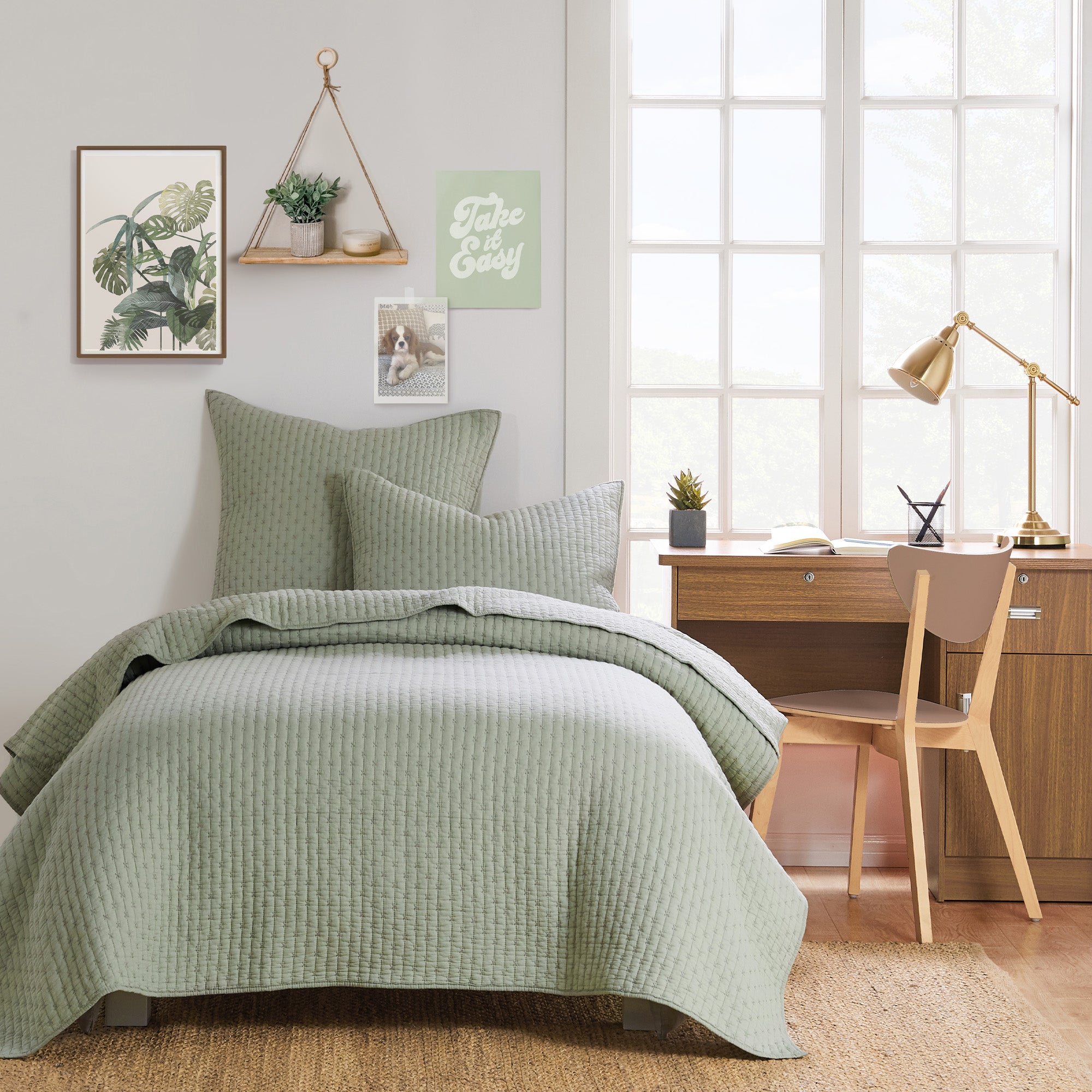 Levtex Home Cross Stitch Sage Quilt Set Quilts