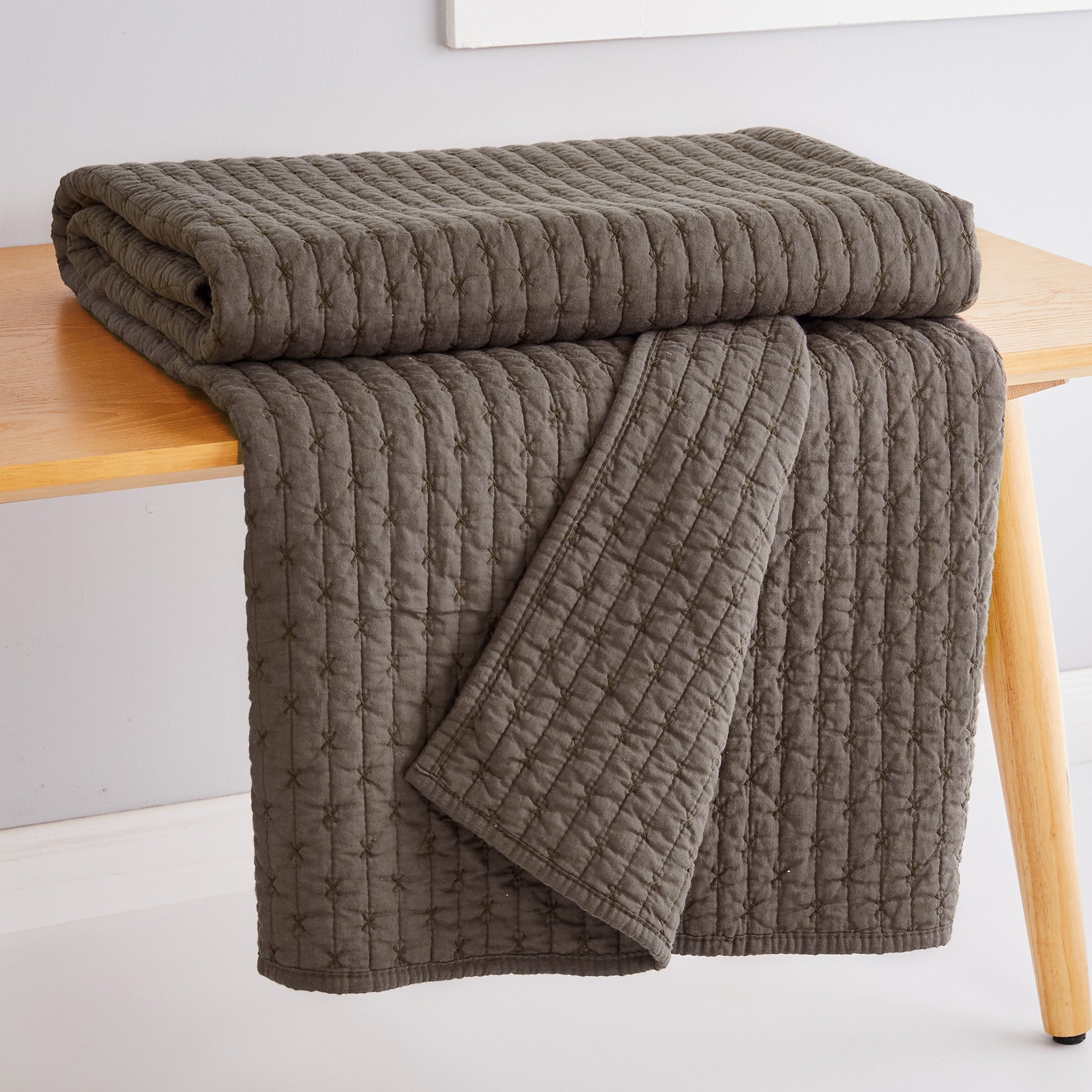 Levtex Home Cross Stitch Quilted Throw Throws