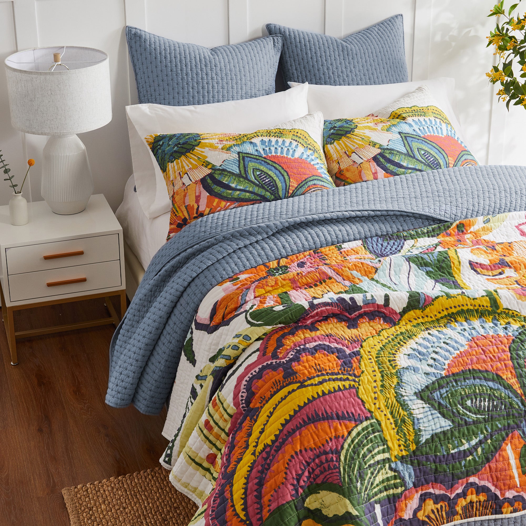 Levtex Home Cross Stitch Euro Sham Set of 2 Euro Shams
