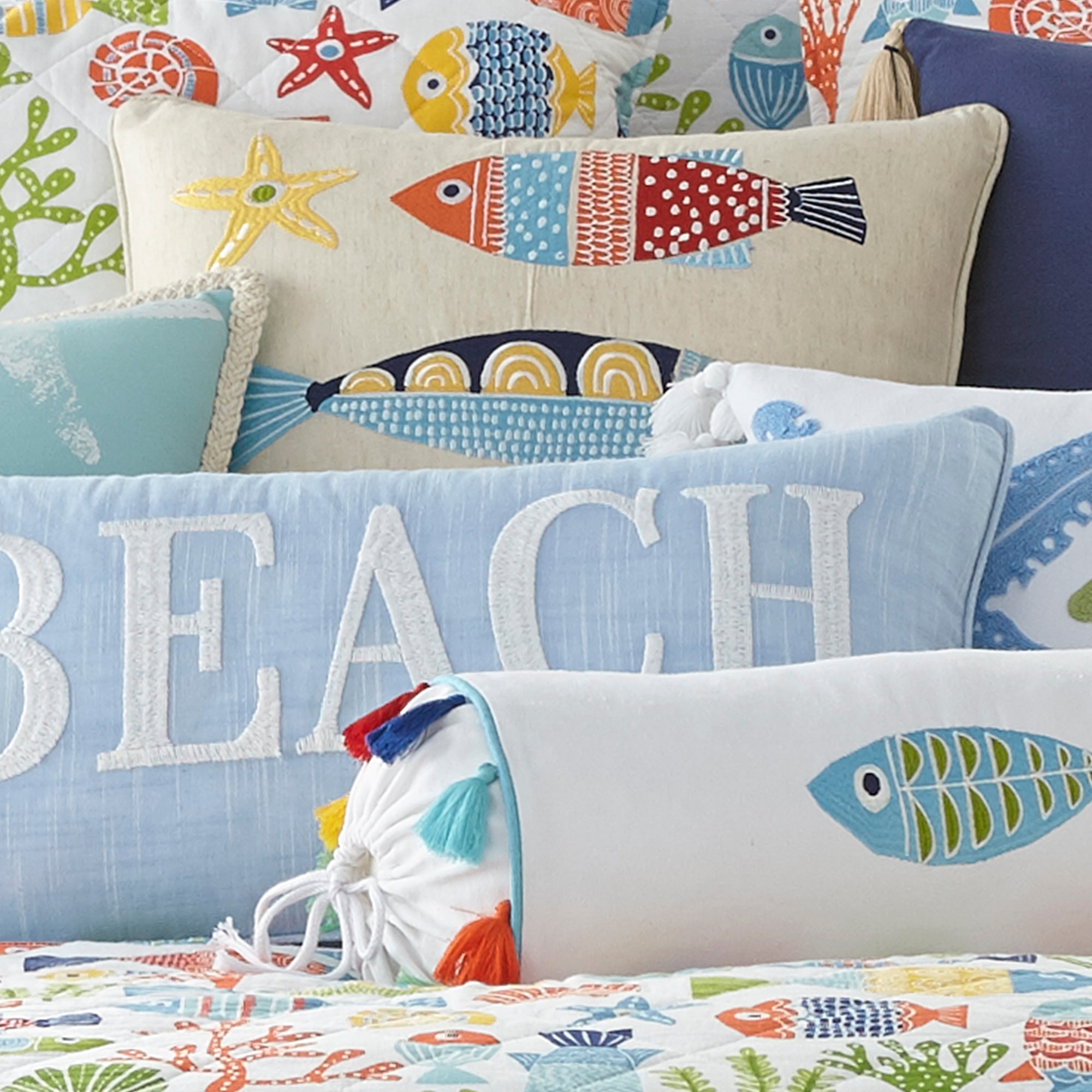 Levtex Home St. Anton Multi Color Fish Pillow Decorative Pillows