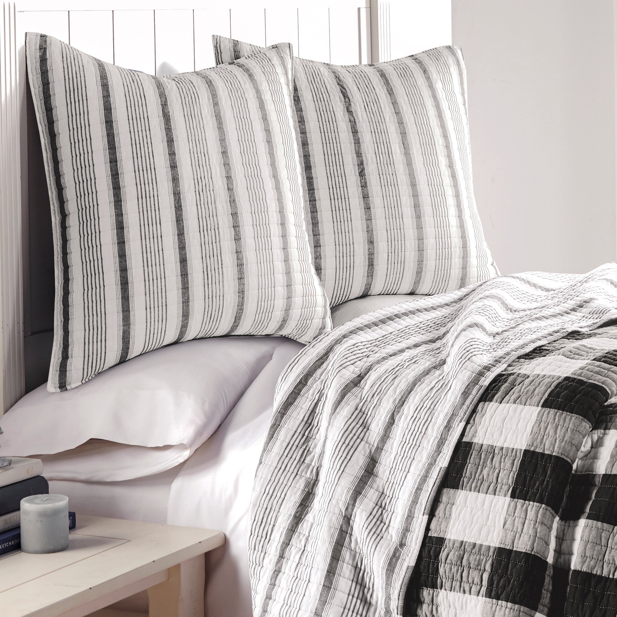 Camden Euro Sham Set of 2 - Quilt back Stripe