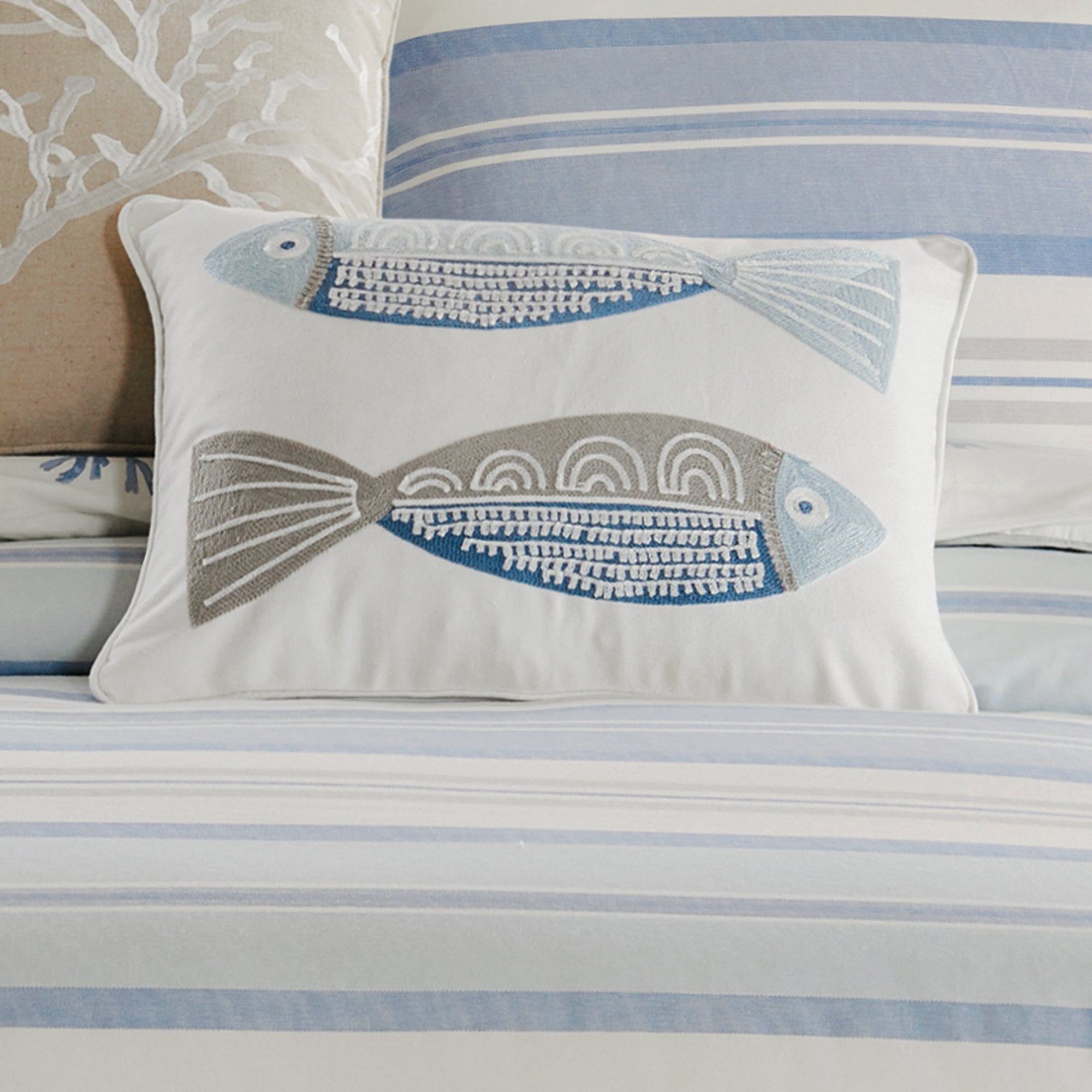 Ipanema Embroidered Fish Pillow