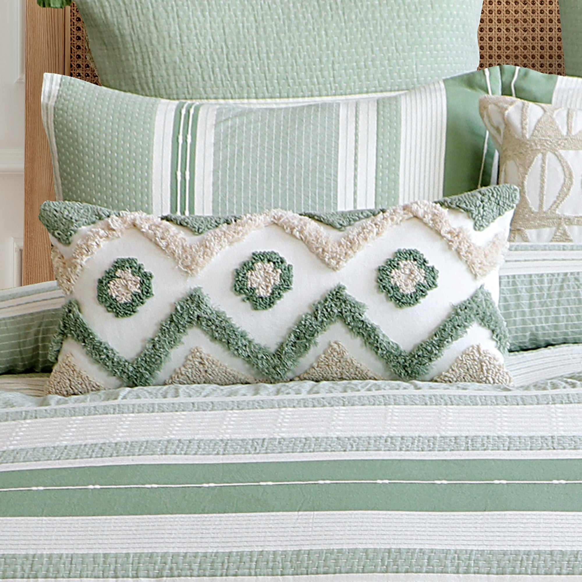 Levtex Home Pickford Green Tufted Pillow Decorative Pillows