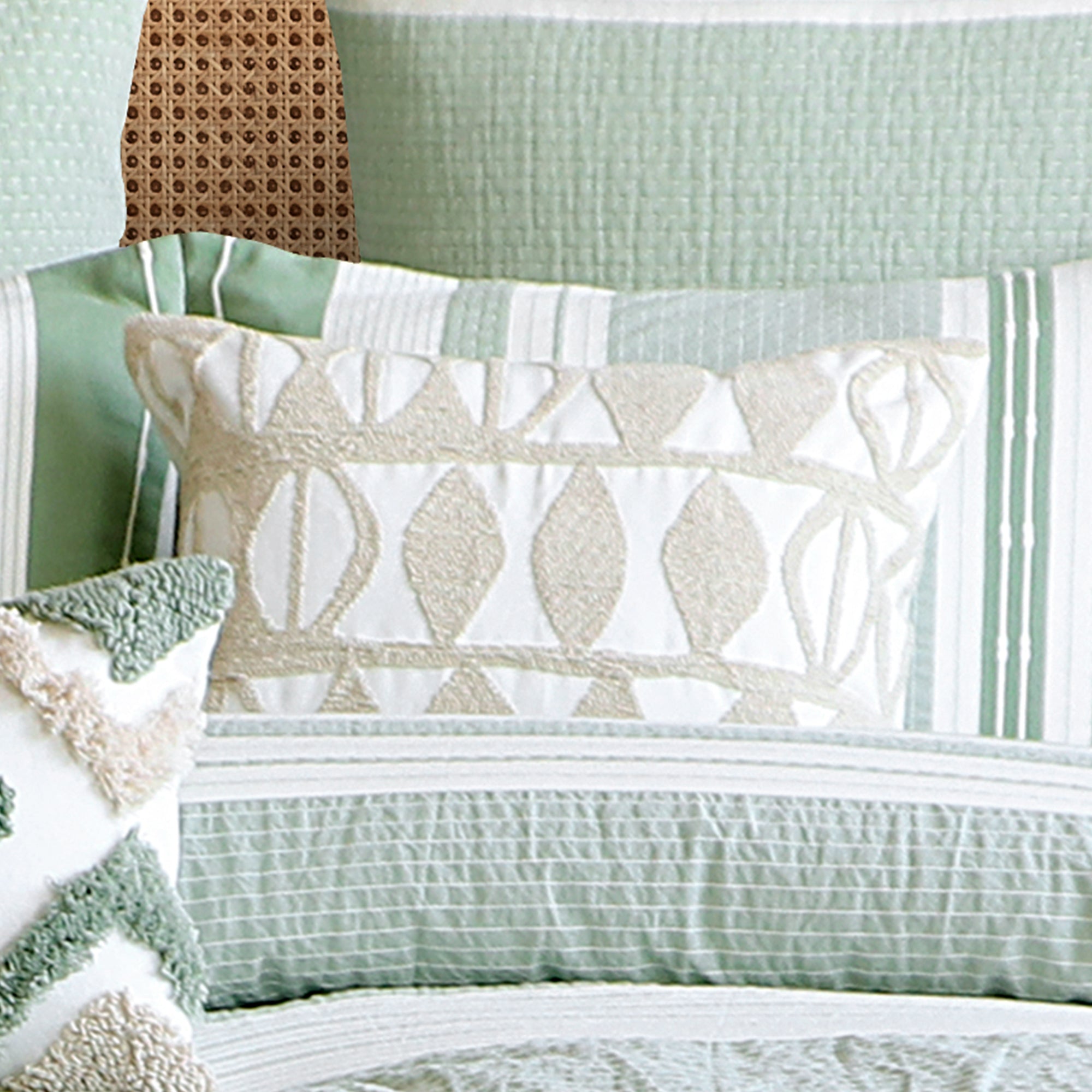 Levtex Home Pickford Beige Natural Crewel Geo Pillow Decorative Pillows