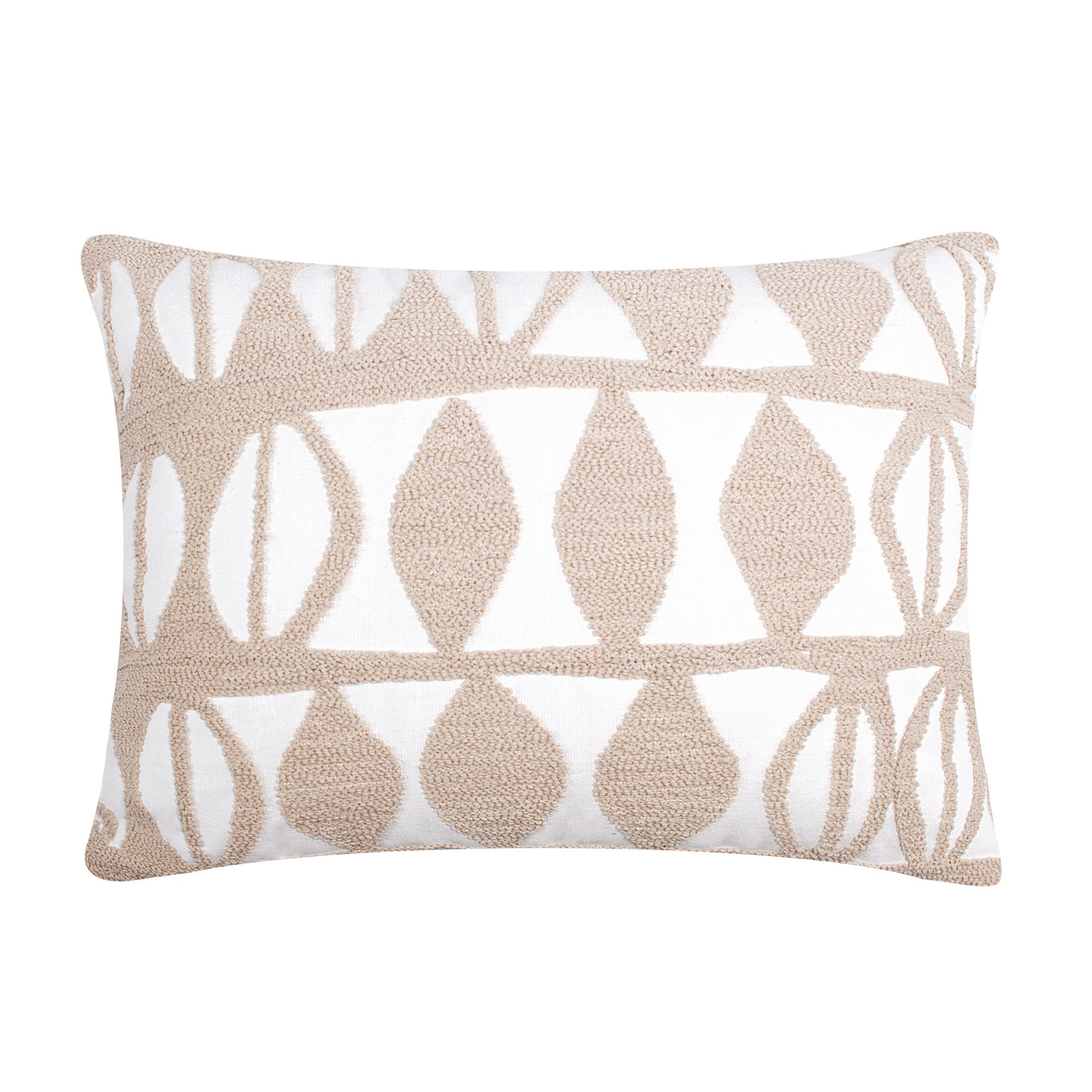 Pickford Beige Natural Crewel Geo Pillow