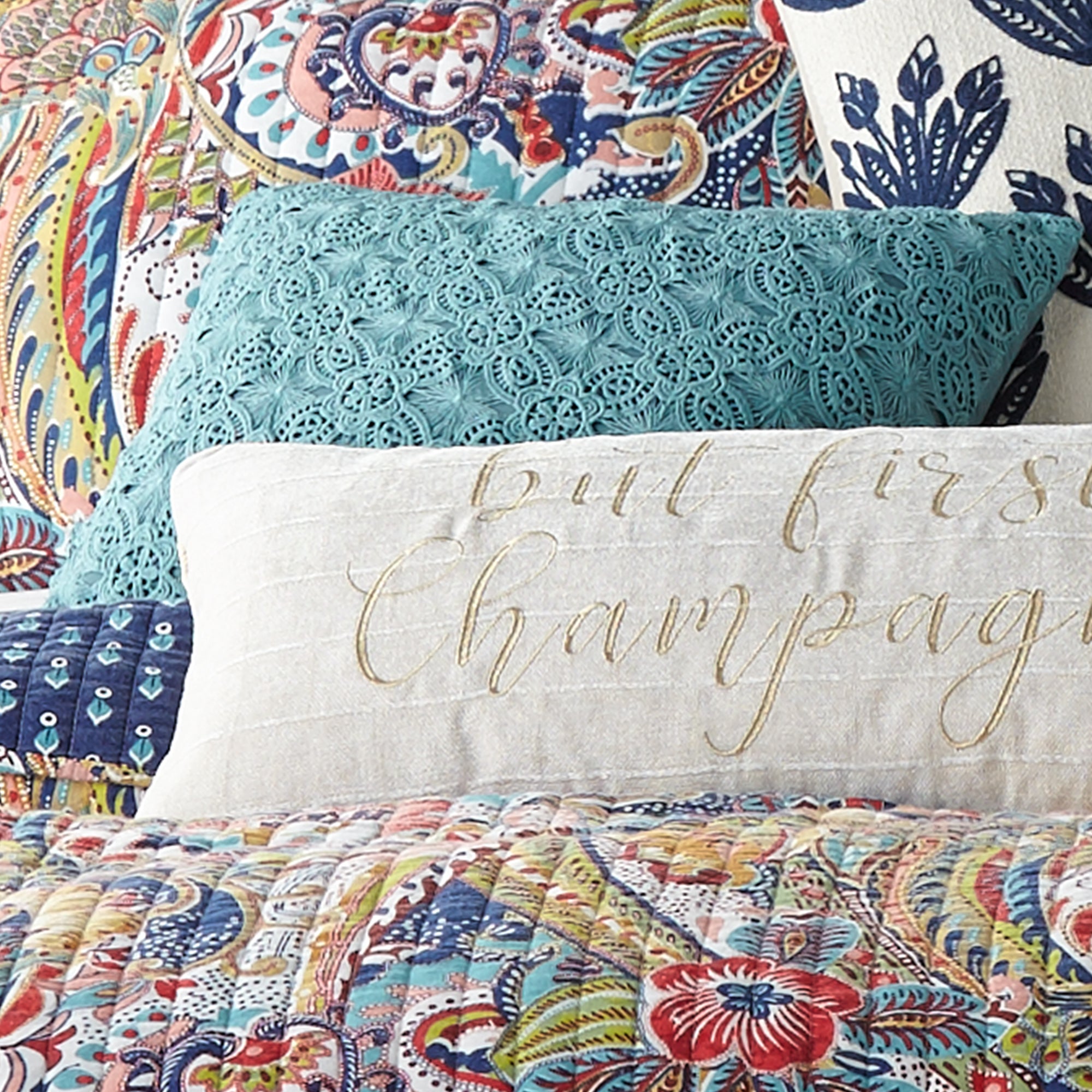 Levtex Home Nanette Lace Overlay Pillow Decorative Pillows
