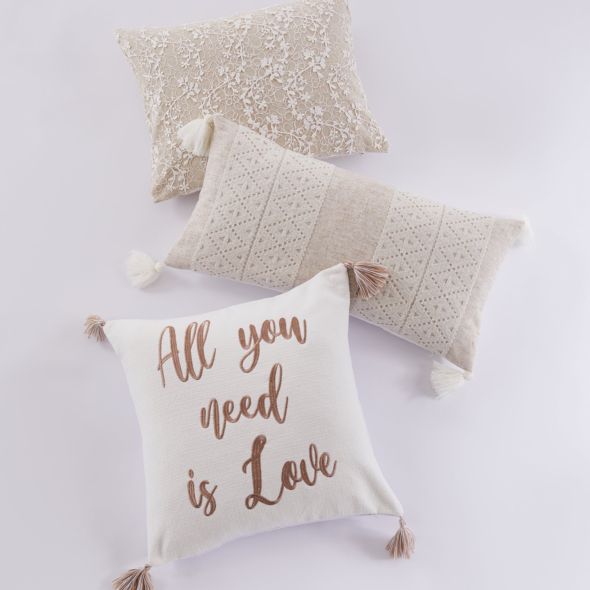 Levtex Home Sanira Diamond Applique Tassel Pillow Decorative Pillows