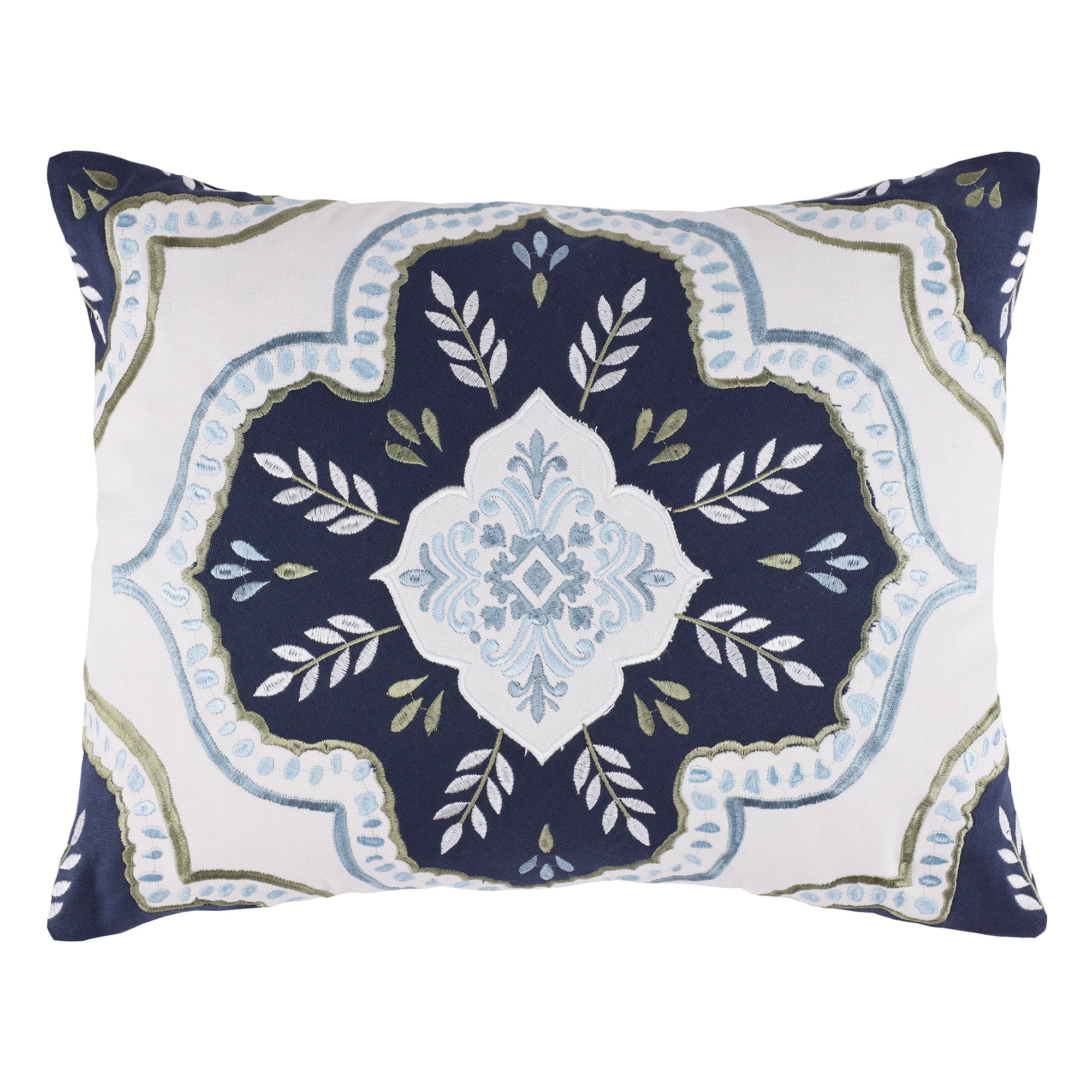 Ophelia Navy Embroidered Medallion Pillow