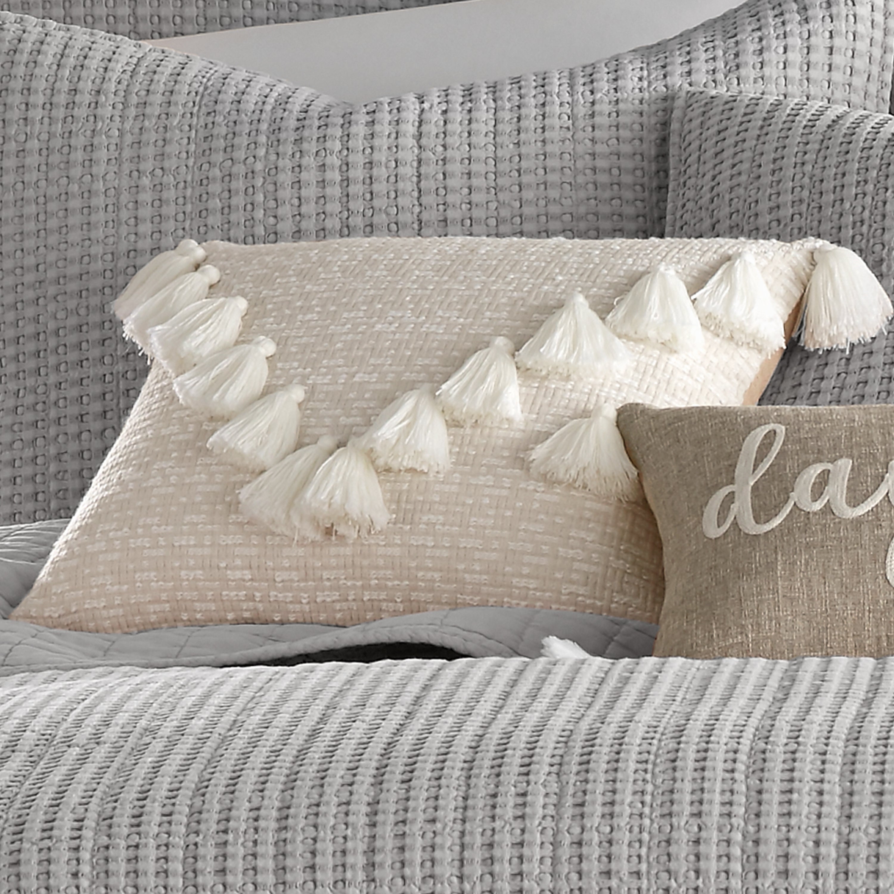 Levtex Home Mills Waffle Textured Tassel Pillow Decorative Pillows