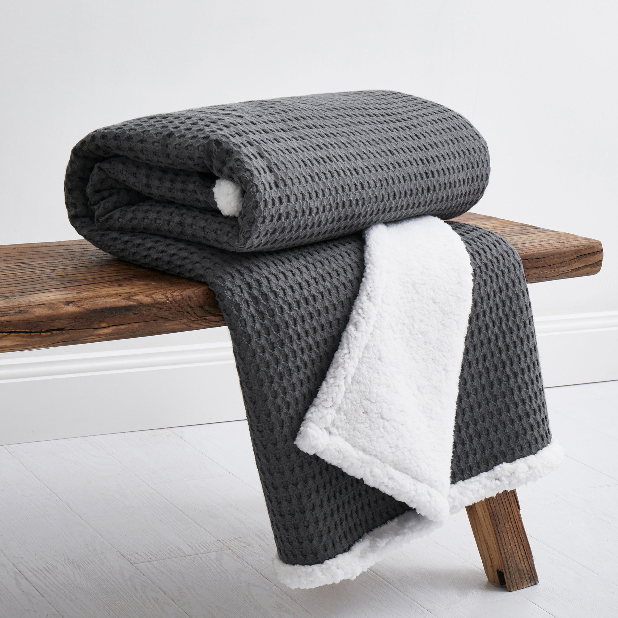 Mills Waffle Sherpa Throw - Levtex Home