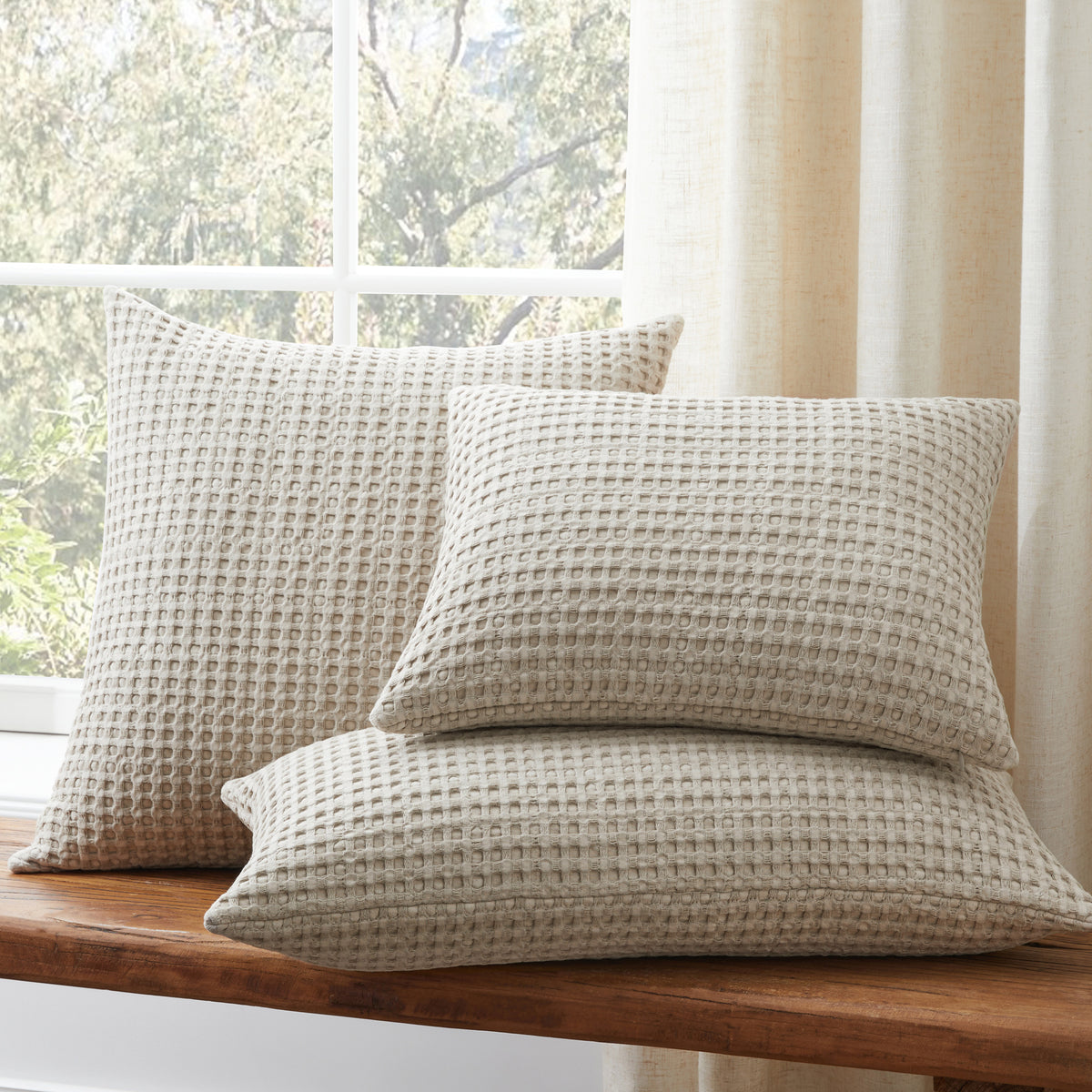 Mills Waffle Taupe Pillow 14x18