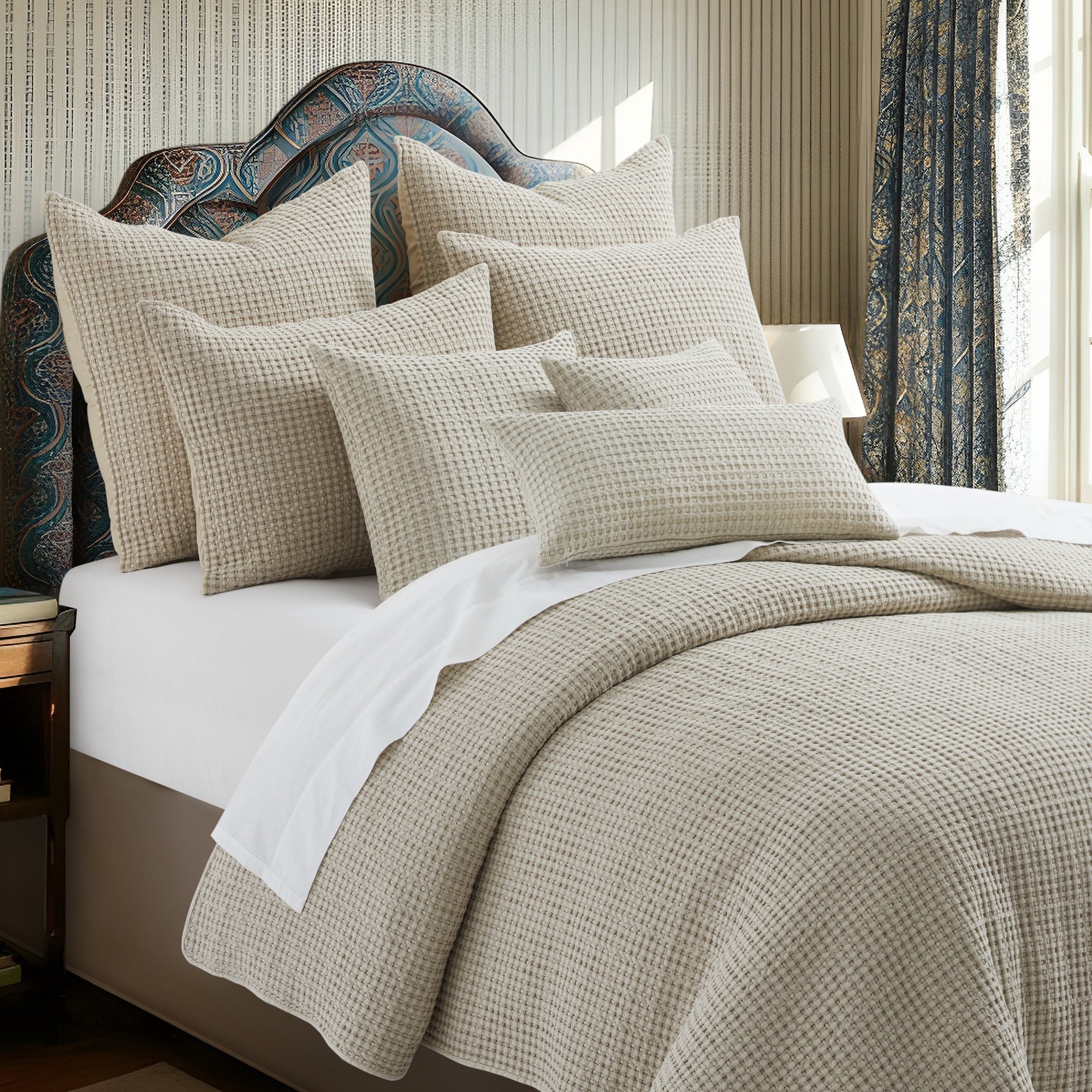 Mills Waffle Taupe Pillow 12x24
