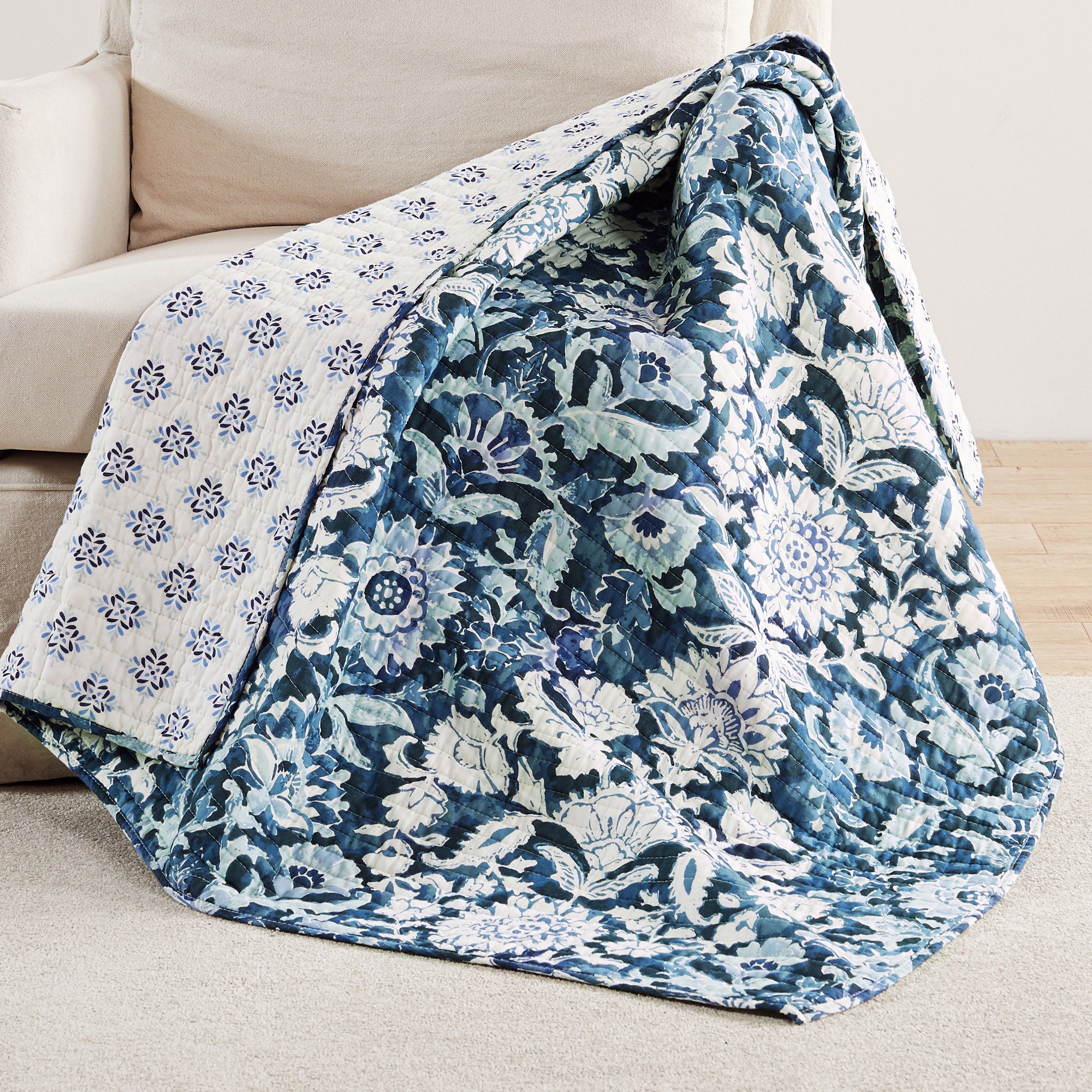 Levtex Home Laure Indigo Quilted Throw Throws