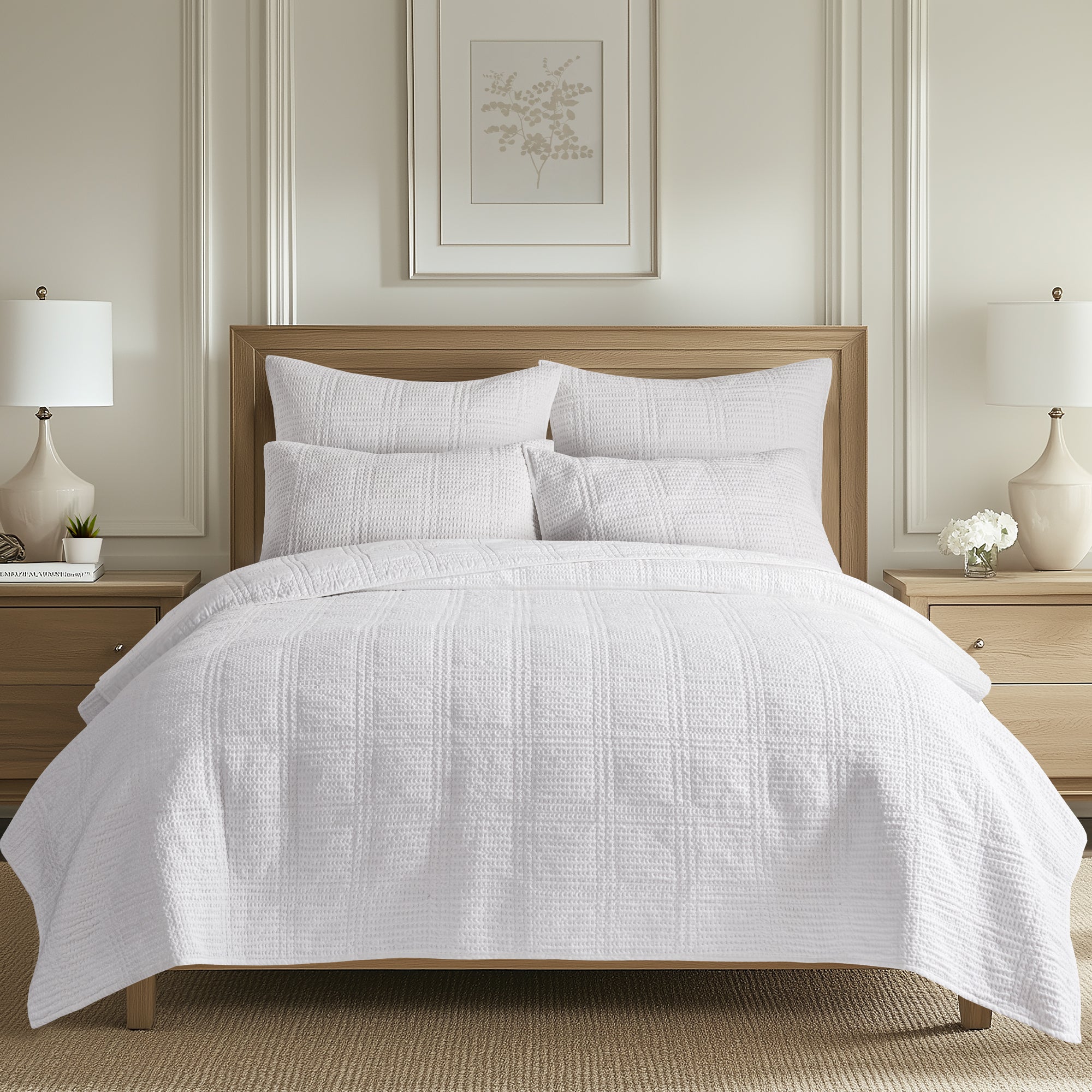 Levtex Home Cloud Waffle Quilted Euro Sham Set of 2 Euro Shams