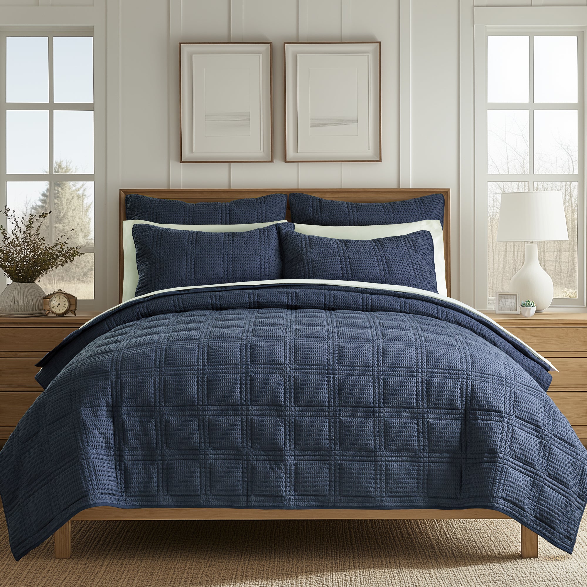 Cloud Waffle Quilted Euro Sham Set of 2