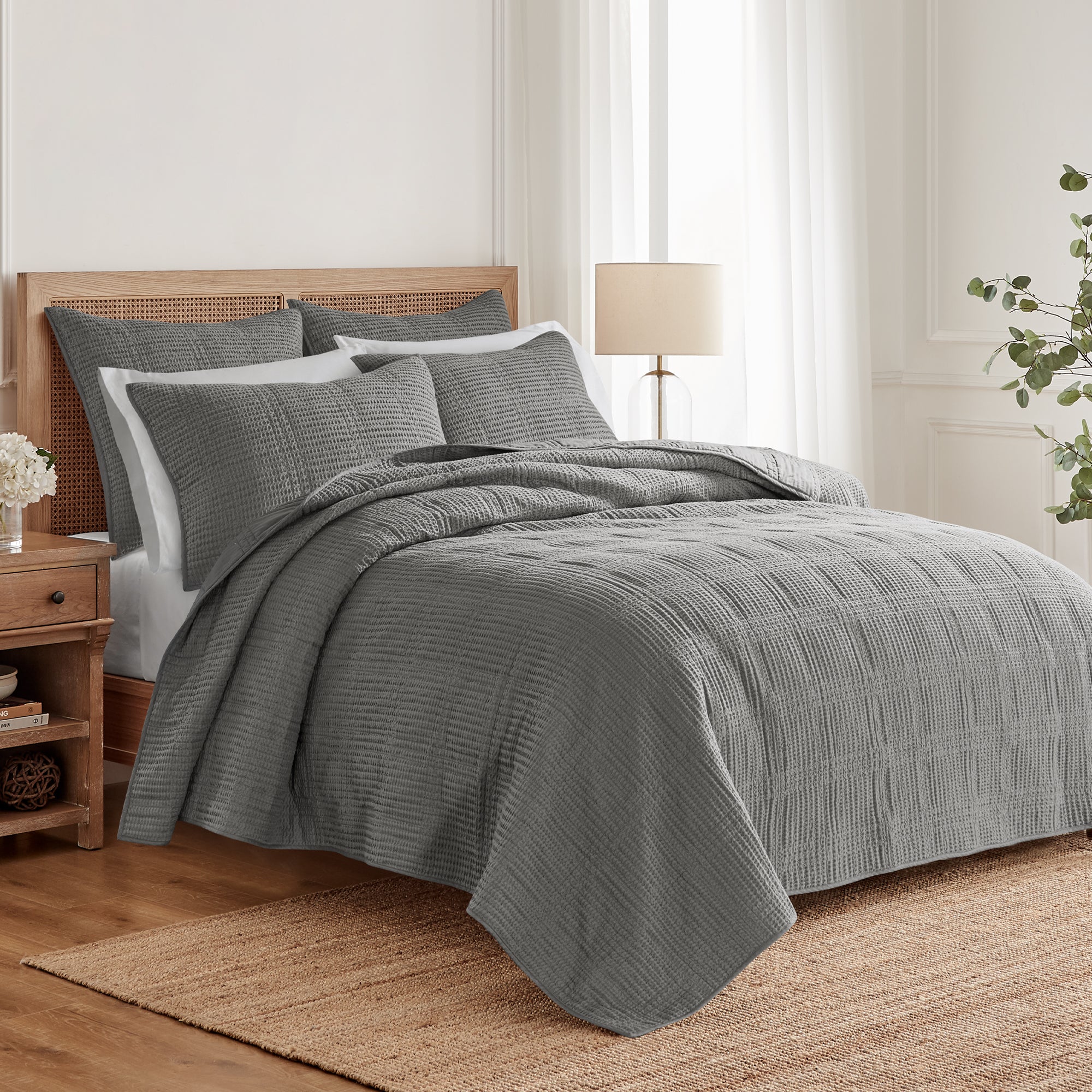 Levtex Home Cloud Waffle Quilted Euro Sham Set of 2 Euro Shams