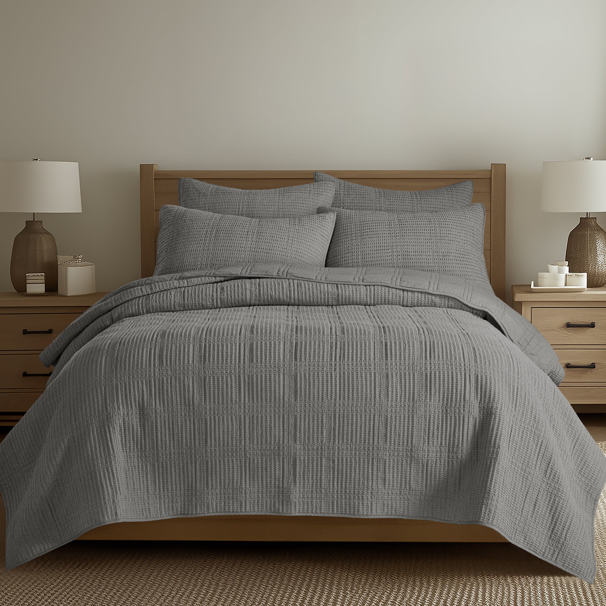 Levtex Home Cloud Waffle Quilted Euro Sham Set of 2 Euro Shams