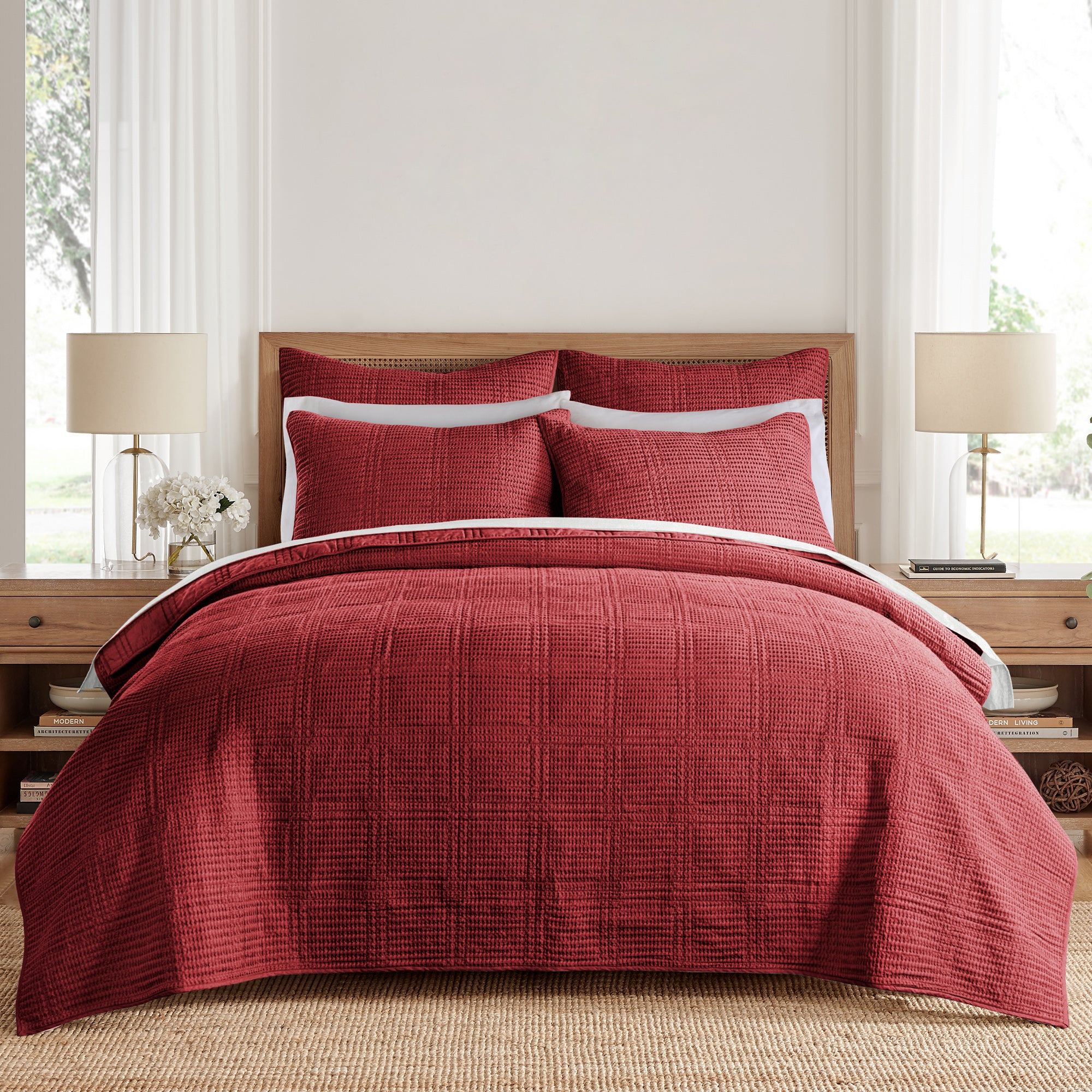 Levtex Home Cloud Waffle Quilted Euro Sham Set of 2 Euro Shams