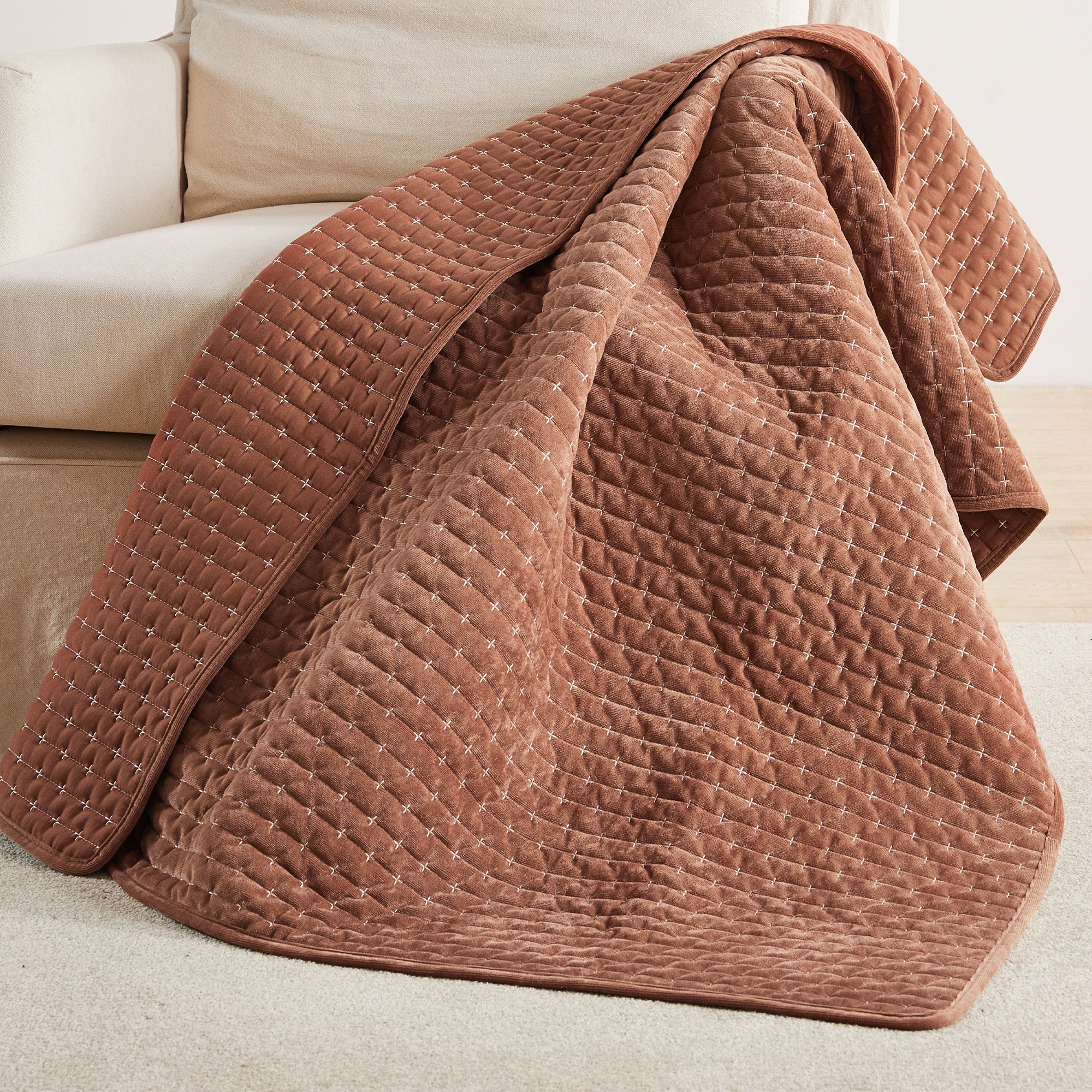Levtex Home Velvet Stitch Quilted Throw Throws