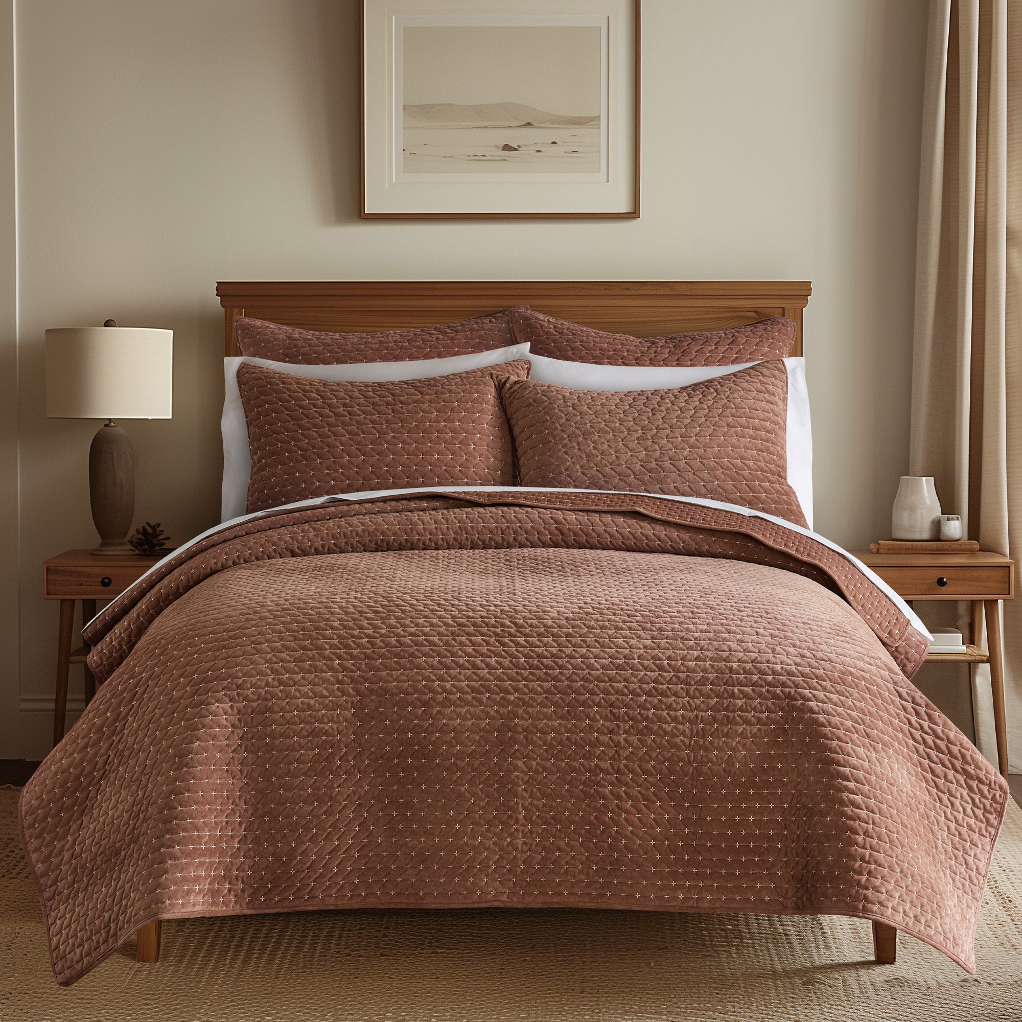 Levtex Home Velvet Stitch Euro Sham - Set of 2 Euro Shams