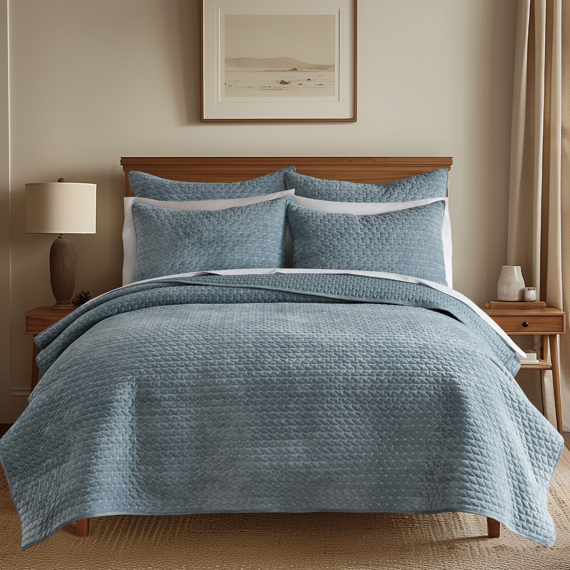 Levtex Home Velvet Stitch Euro Sham - Set of 2 Euro Shams