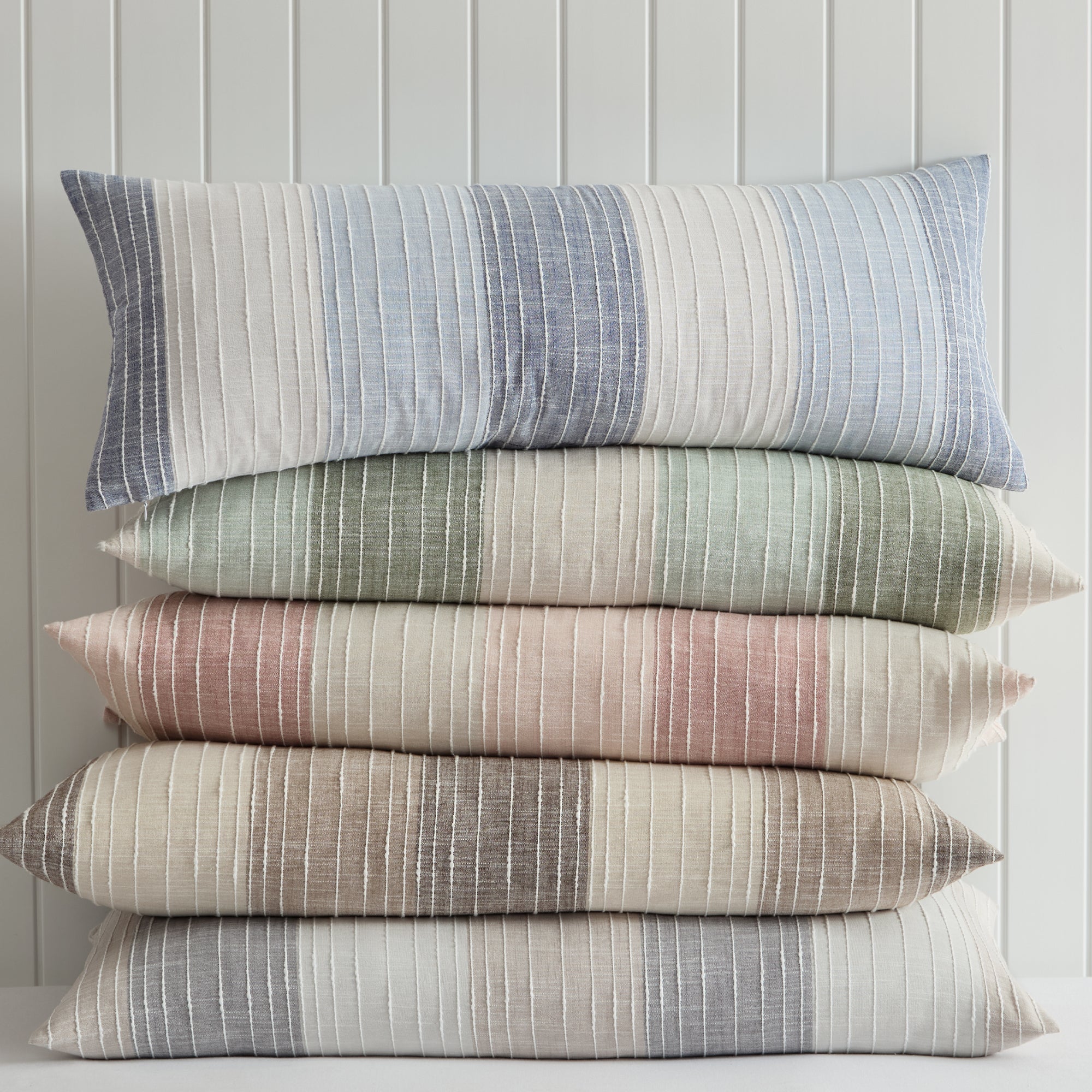 Sand Stripes Sage Lumbar Pillow Cover