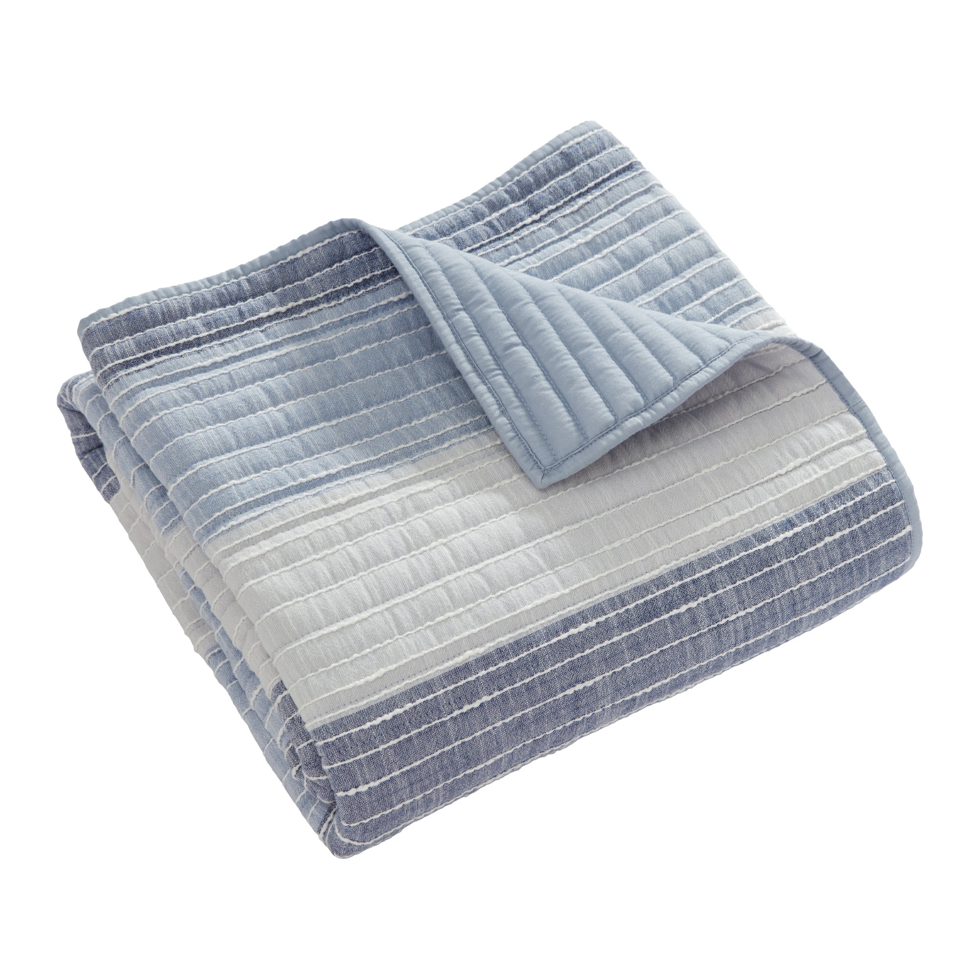 Sand Stripes Blue Quilted Throw