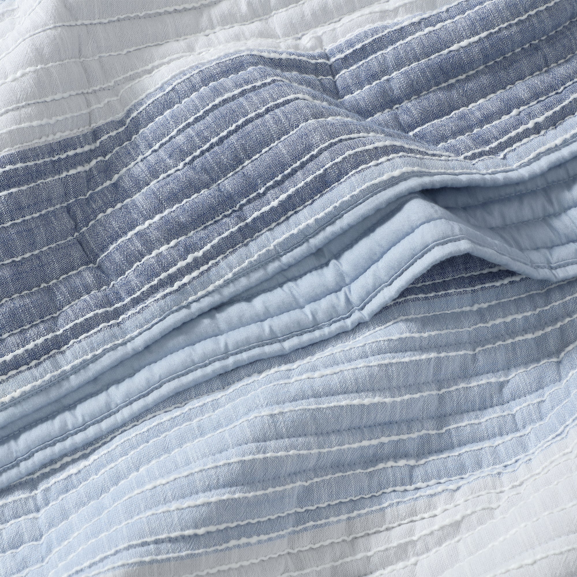 Sand Stripes Blue Quilted Throw