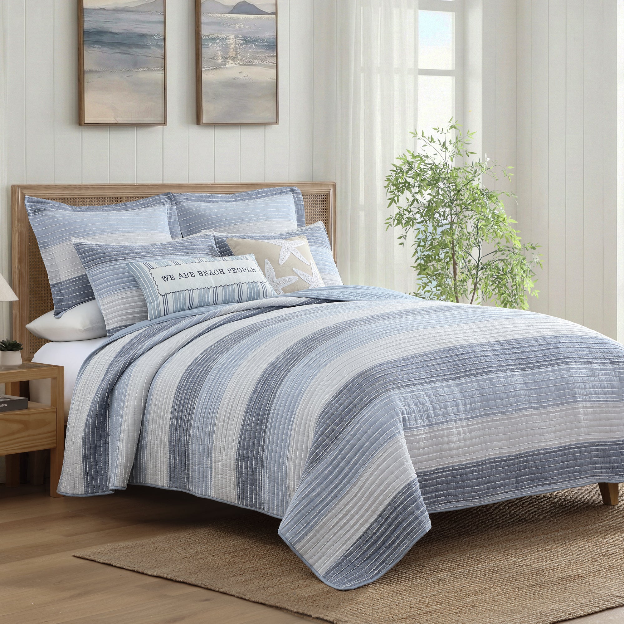 Sand Stripes Blue Pillow Sham