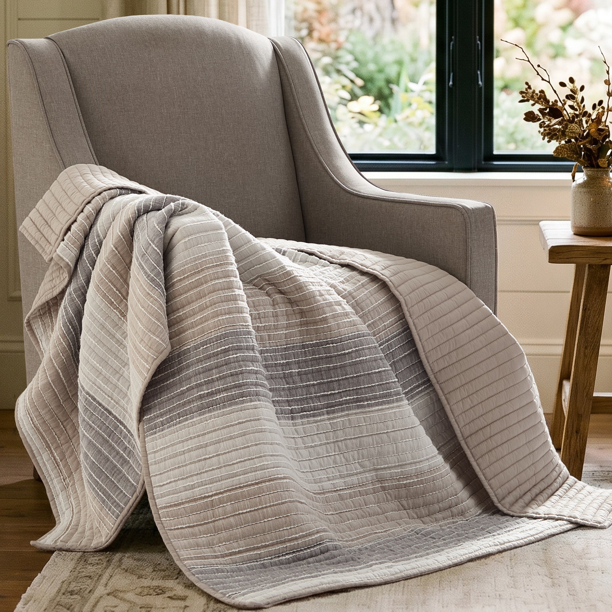 Sand Stripes Quilted Throw