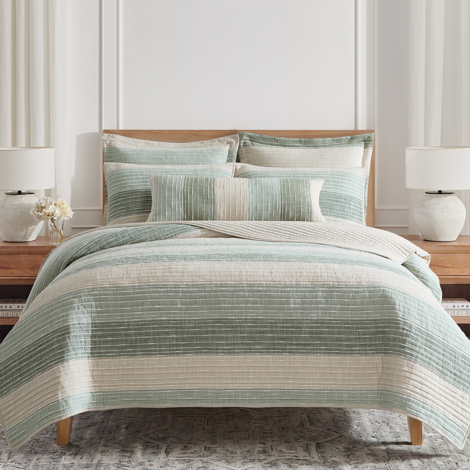 Sand Stripes Blue Quilt
