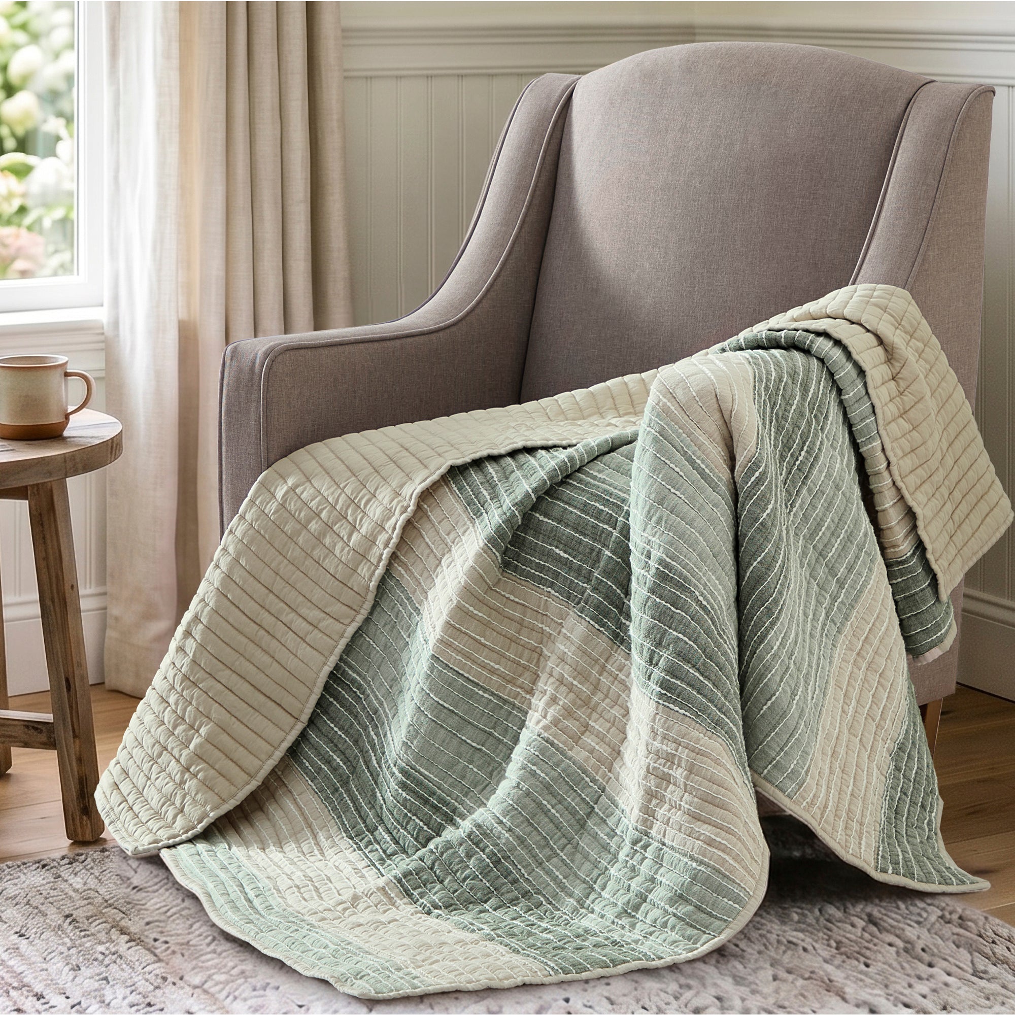 Sand Stripes Quilted Throw