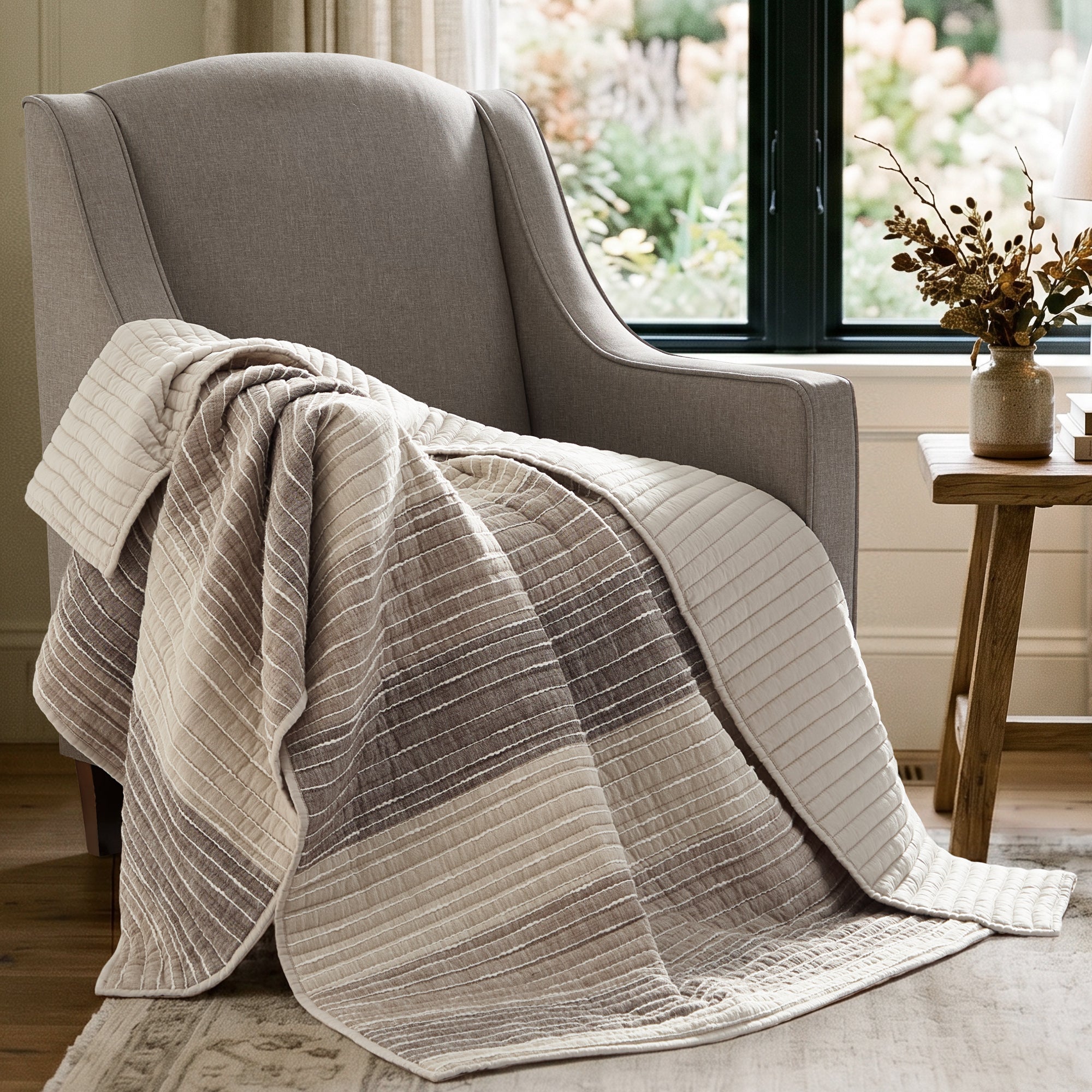 Sand Stripes Quilted Throw