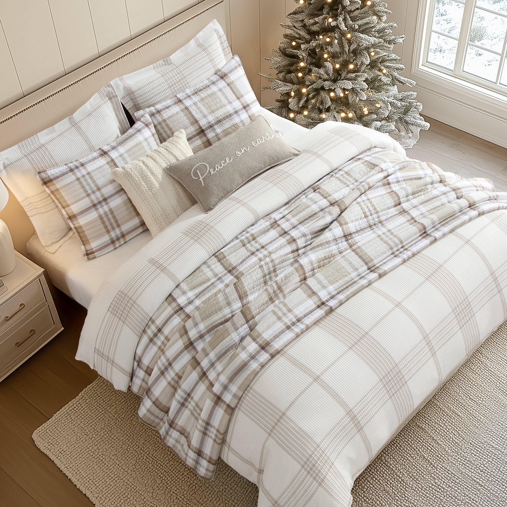 Waffle Plaid Comforter Set
