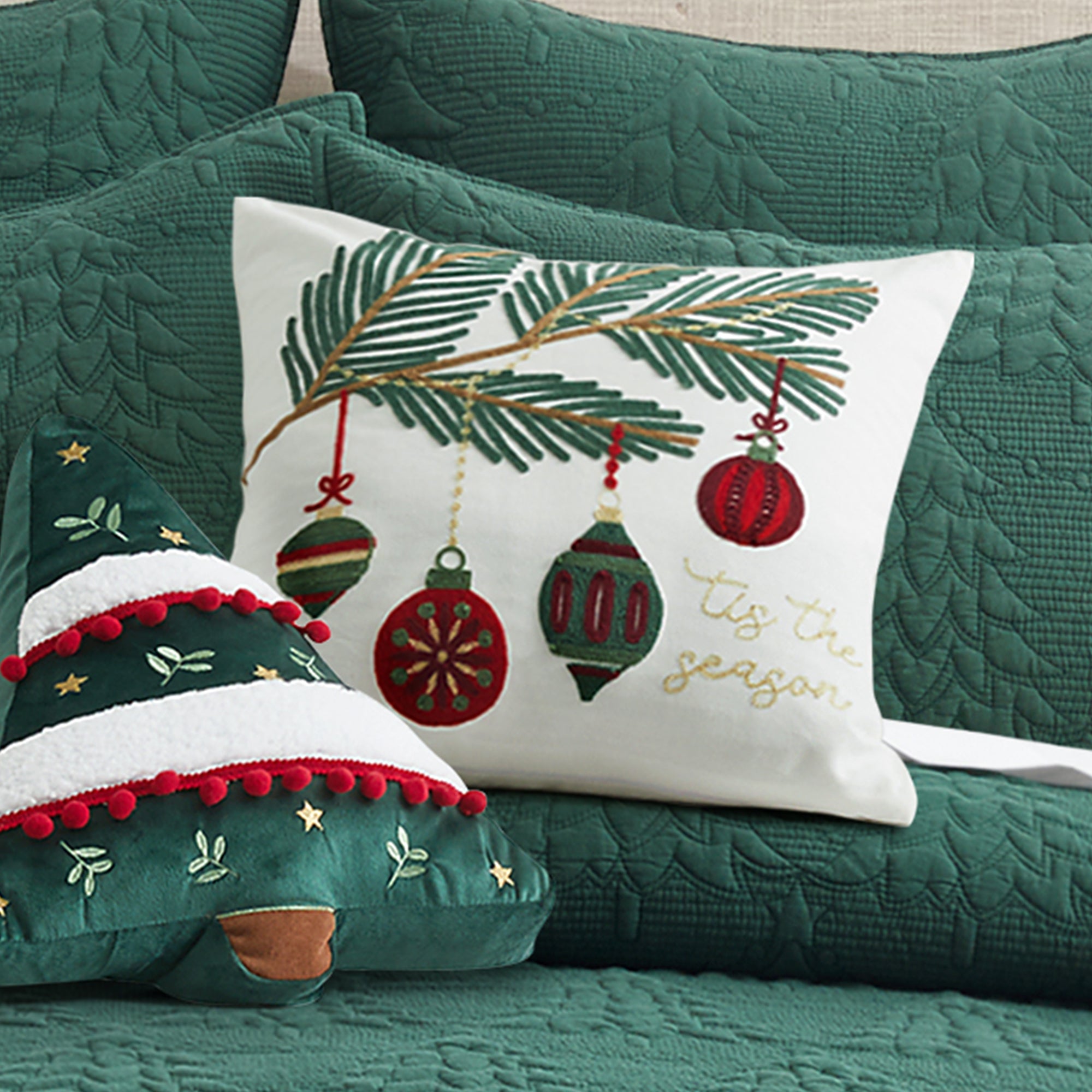 Levtex Home O Christmas Tree Tis the Seasson Pillow Decorative Pillows