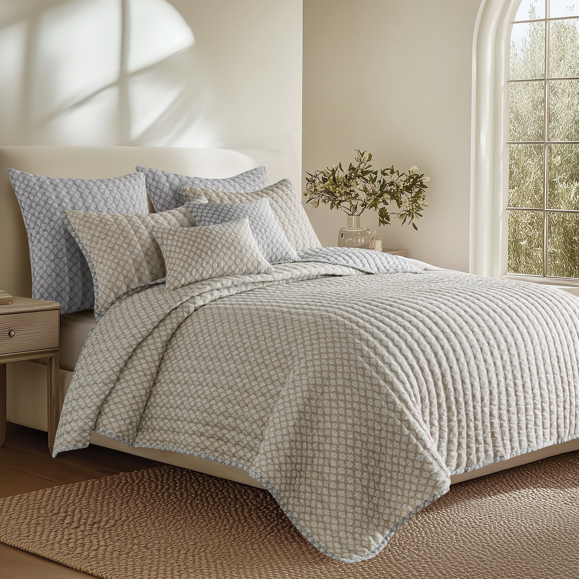 Levtex Home Aditya Taupe Quilted Pillow Decorative Pillows