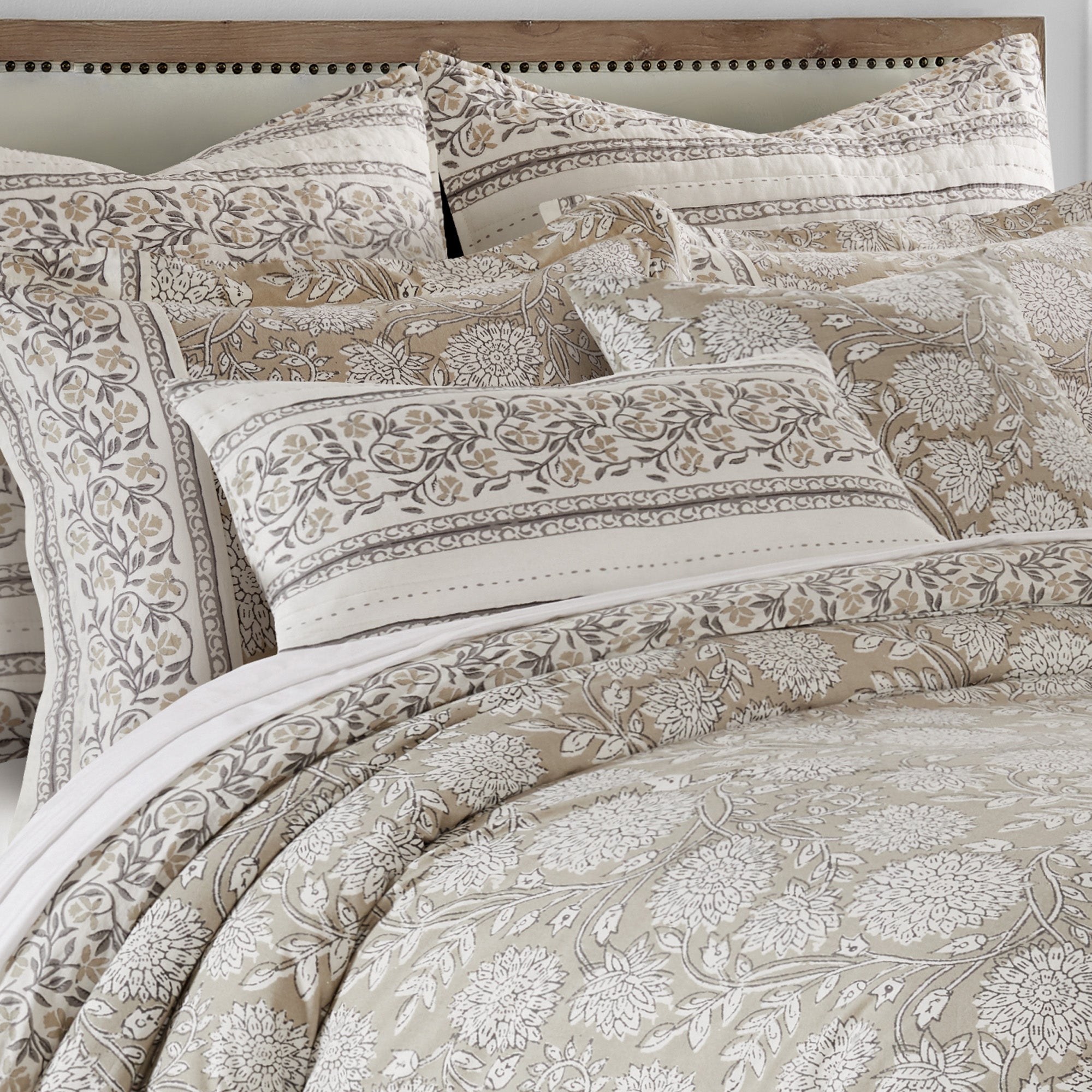 Levtex Home Adare Taupe Quilted Rectangle Pillow Decorative Pillows