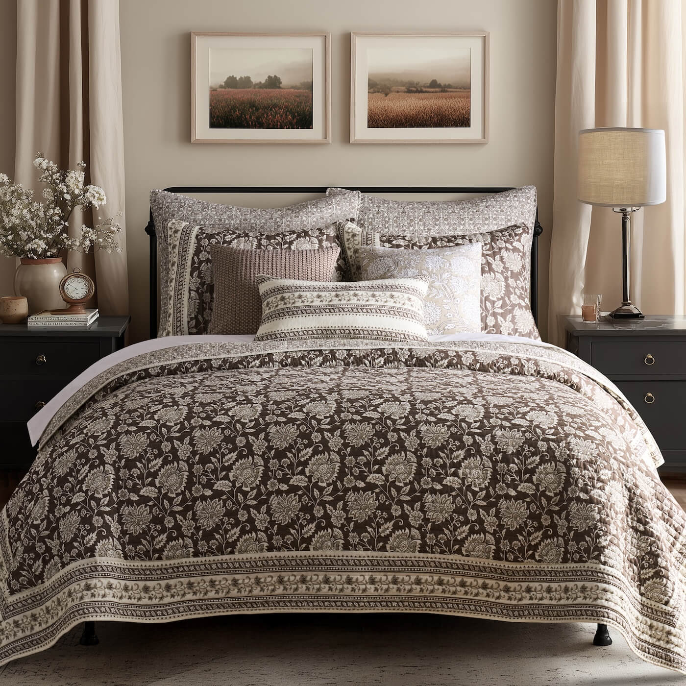 Adare Cocoa Quilt Set