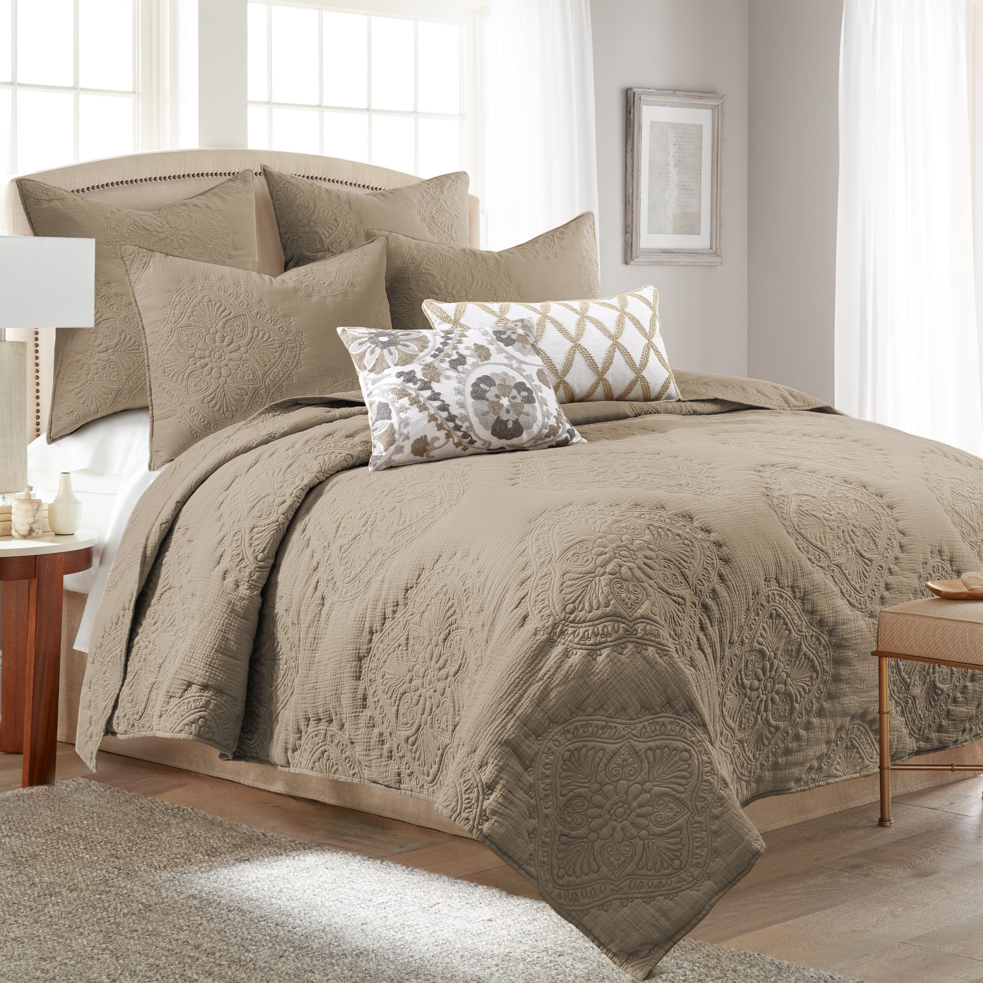 Levtex Home Muslin Stitch Euro Sham Set of 2 Euro Shams